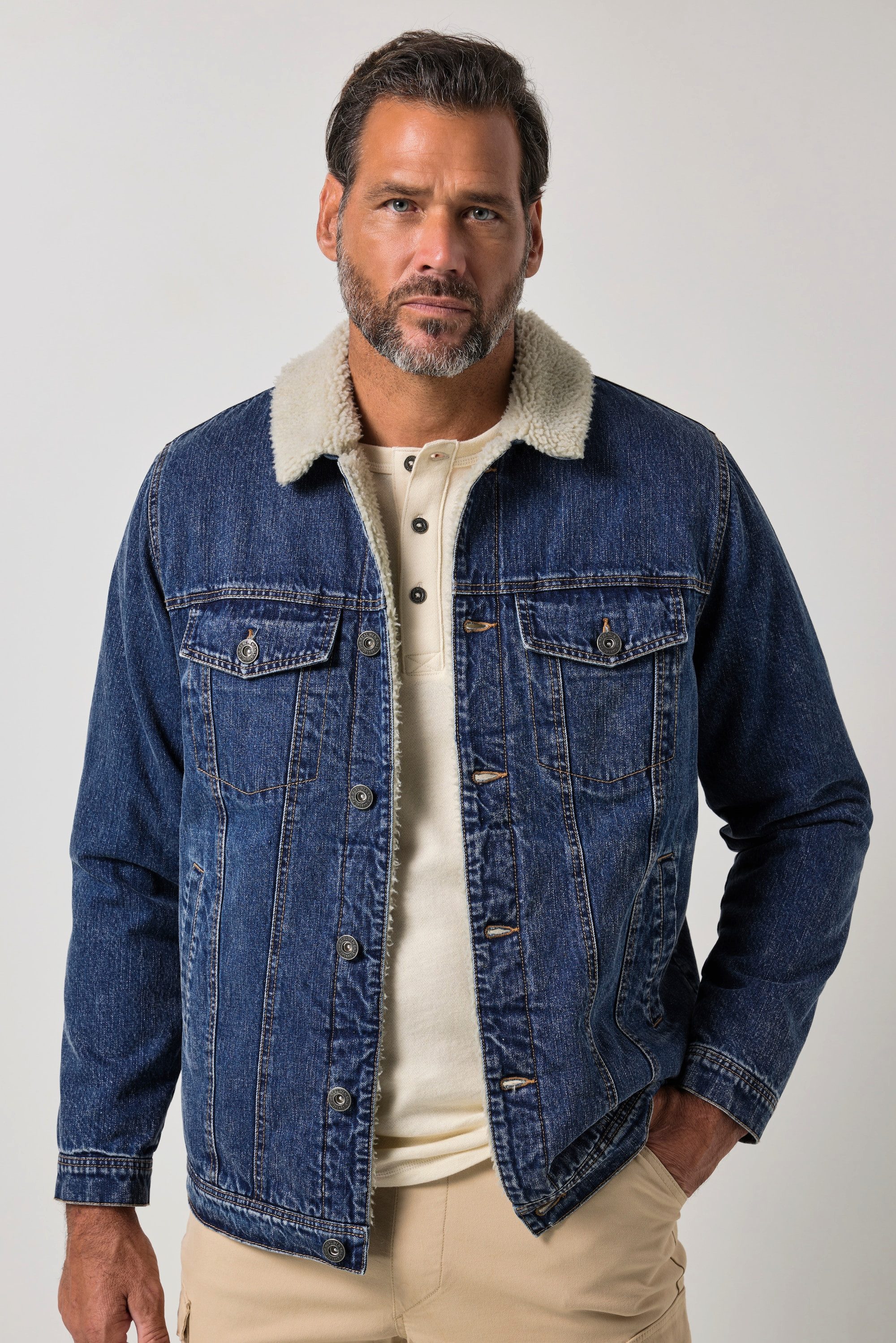 JP1880 Funktionsjacke Jeansjacke Denim Teddykragen Teddyfutter bis 8 XL