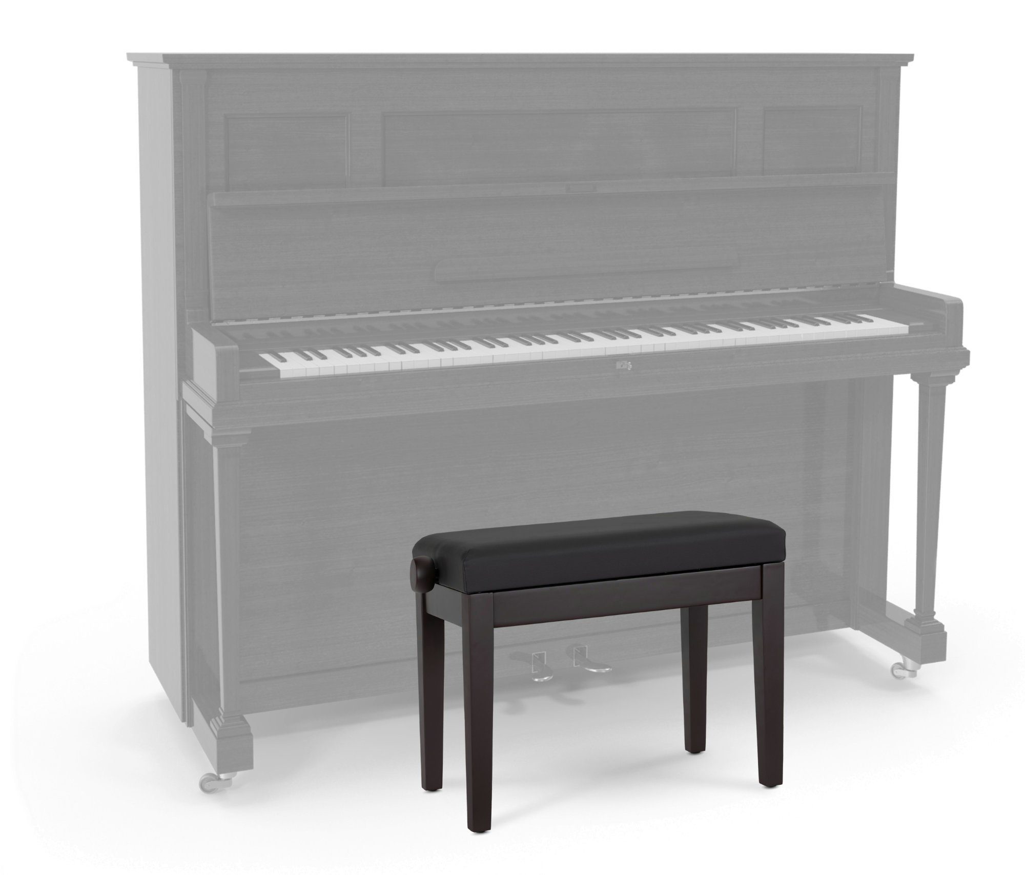 Classic Cantabile Klavierbank Pianobank Modell - Massive Rosenholz Matt aus - Kreuz-Mechanik, P Kunstleder 2-fache Polster Holzkonstruktion