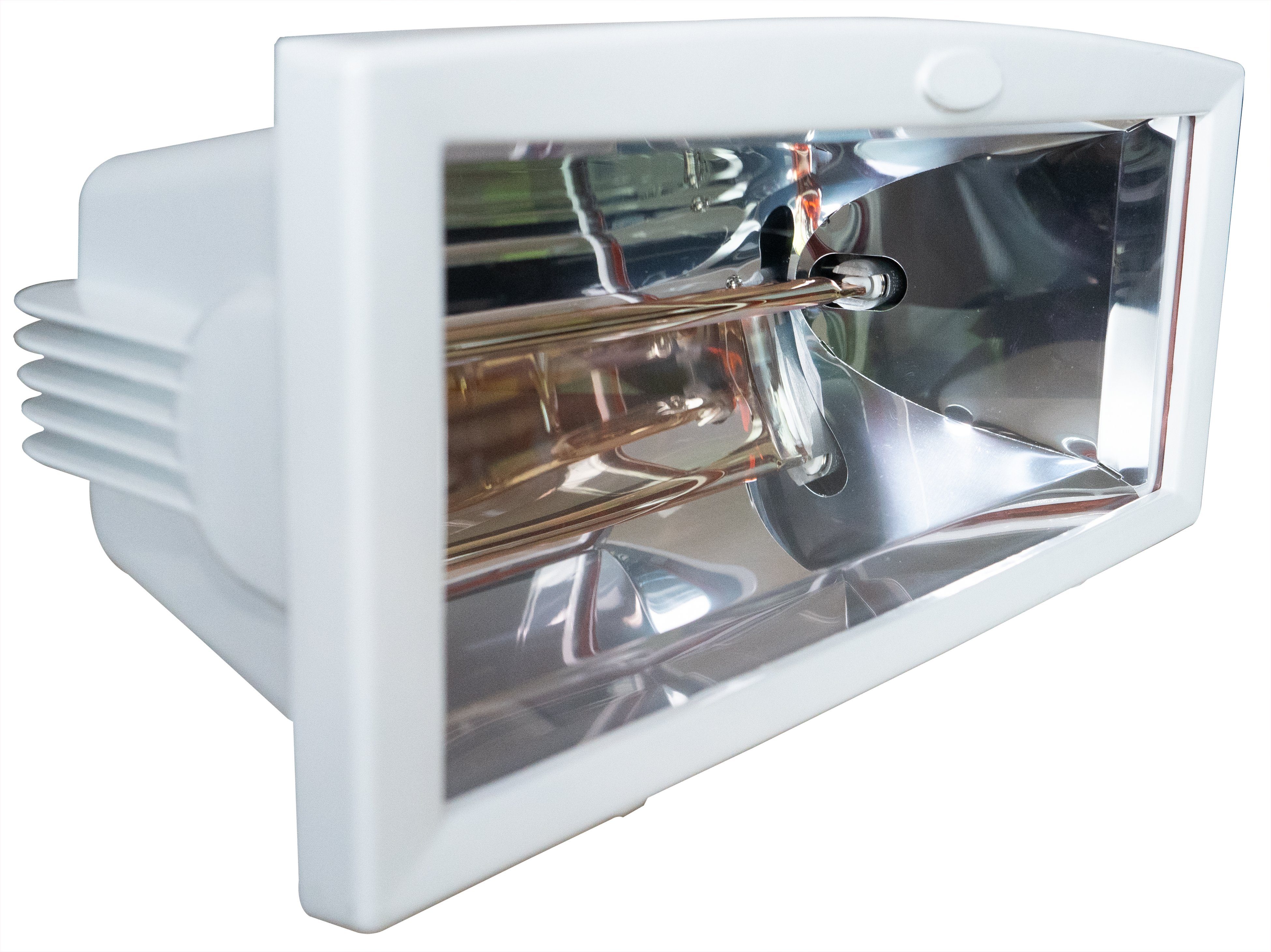 BRUBAKER Heizstrahler Infrarot Wärmestrahler IP54 Weiß, 1300 W, elektrisches Heizgerät mit Goldröhre - Infrarotstrahler