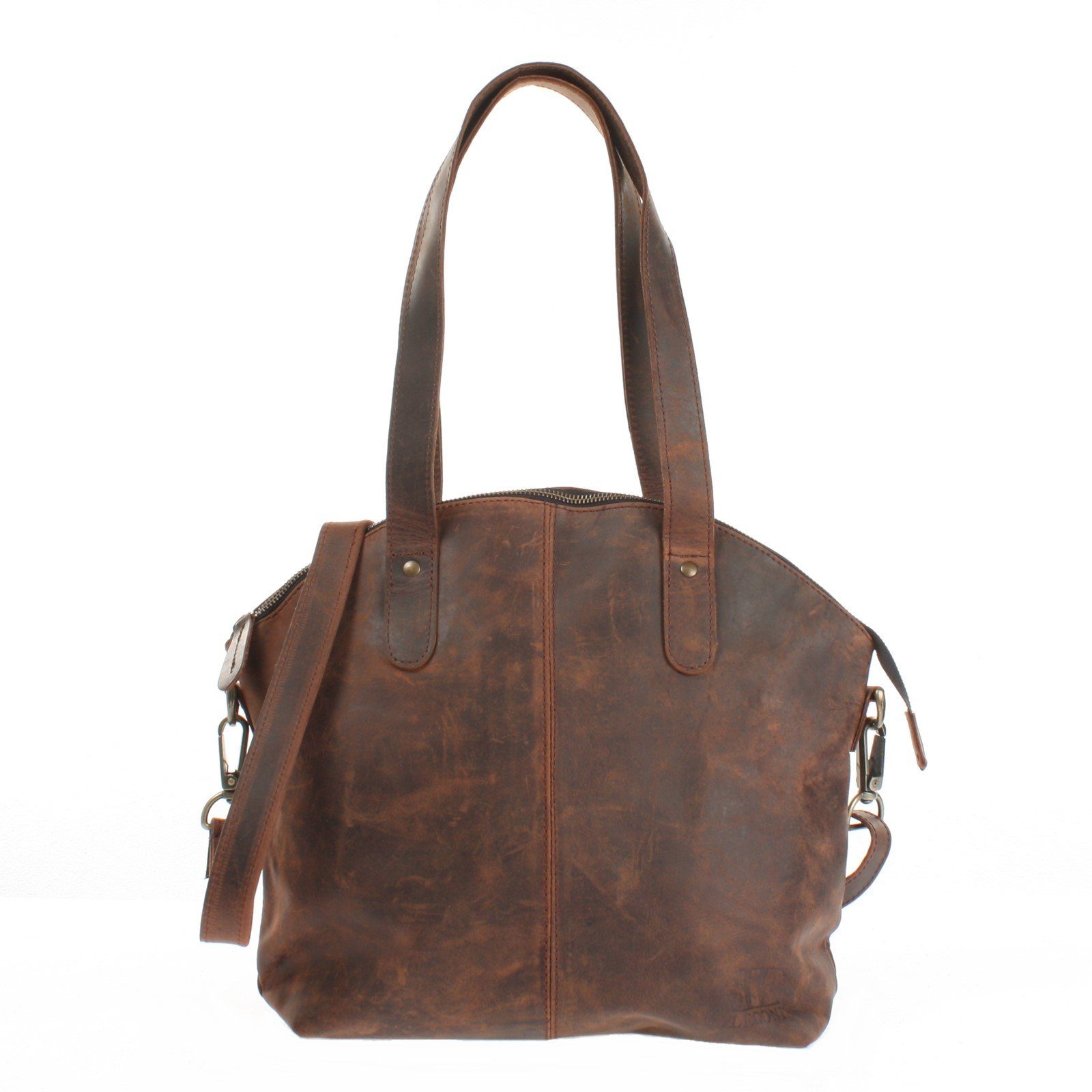LECONI Schultertasche Shopper Damen Handtasche Ledertasche Henkeltasche Echt Leder LE0060, Echtleder – Henkel & langer Trageriemen – 33×30×10 cm