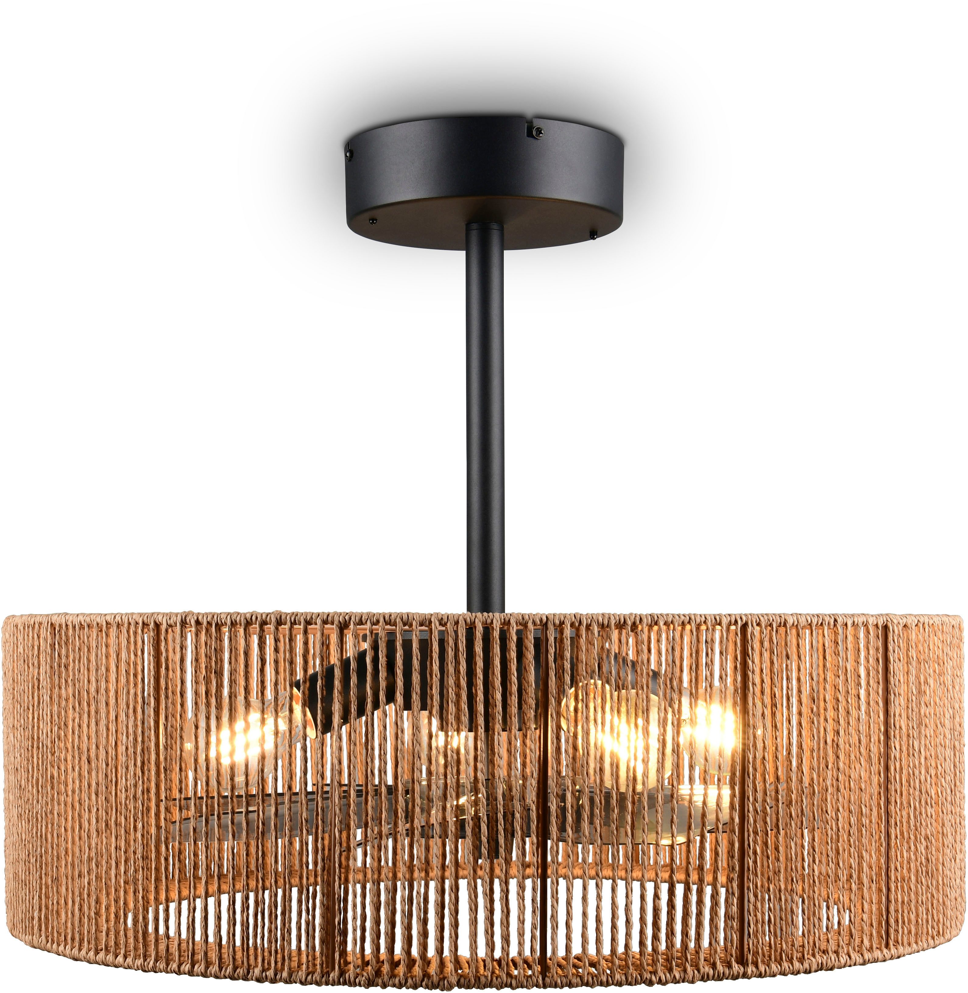 Reality Leuchten Deckenleuchte SMILLUM mit Ventilator, großer Deckenventilator mit Licht Ø 61cm, Fernbedienung, Infrarot inkl., Timerfunktion, Ventilatorfunktion, getrennt schaltbar, Leuchtmittel wechselbar, warmweiß - kaltweiß, exkl 4x E27 Leuchtmittel Ø 61cm Höhe 37-50cm, Vor- & Rücklauf Funktion