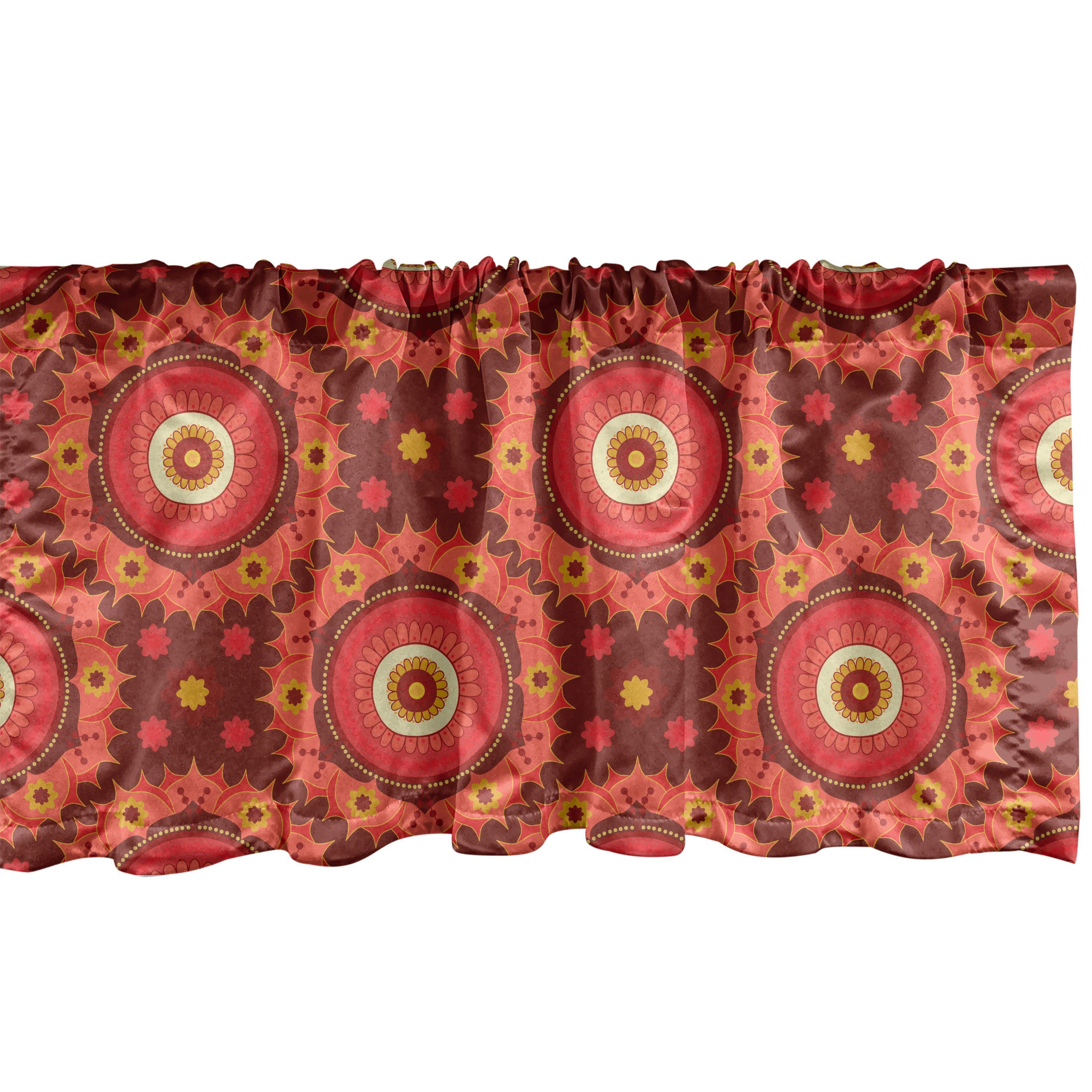 Scheibengardine Vorhang Volant für Küche Schlafzimmer Dekor mit Stangentasche, Abakuhaus, Microfaser, Mandala Ethnische Oriental Meditation