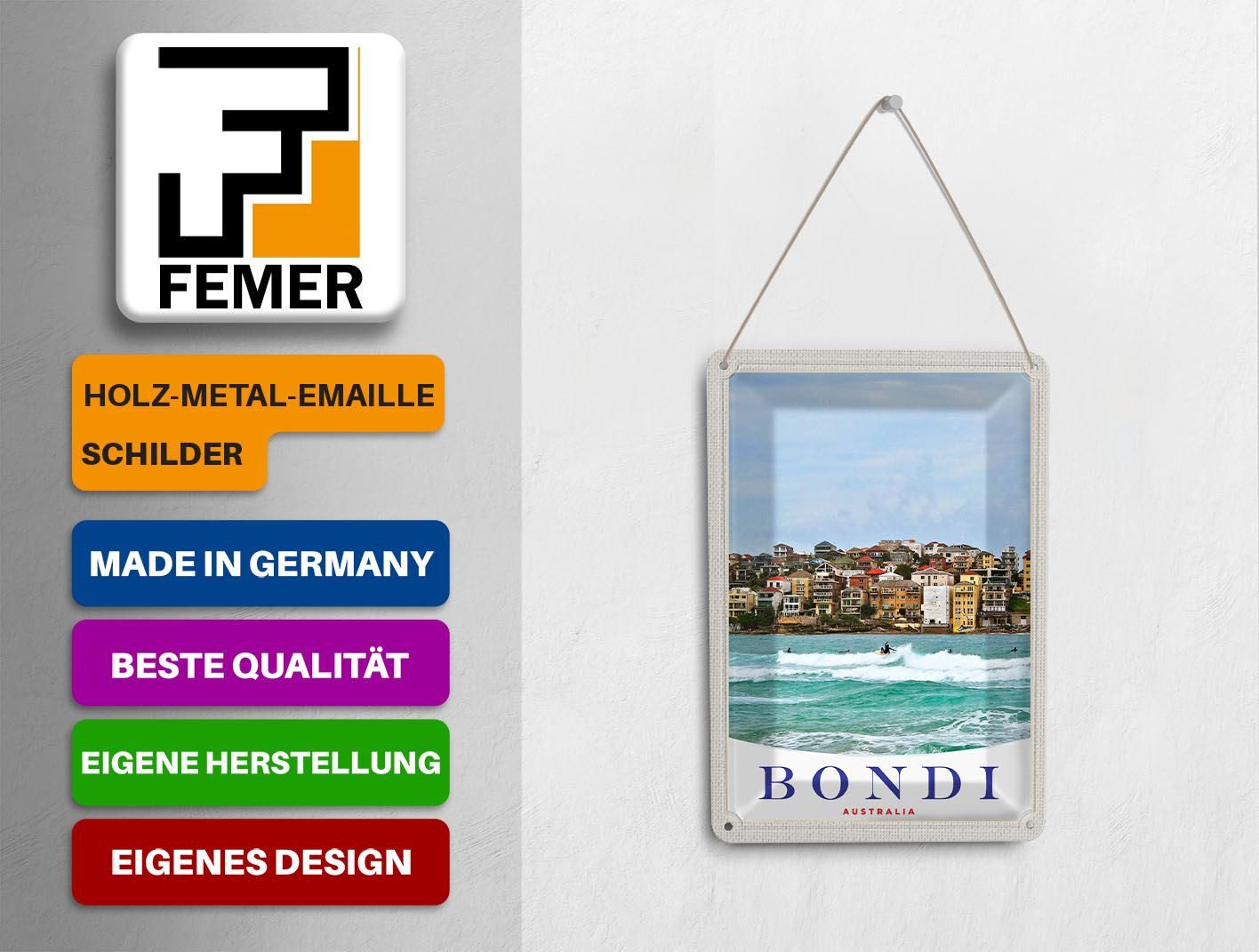 Femer GmbH Postkarte Reise 10x14 cm Bond Australien Surfen Meer Wellen, unfrankiert