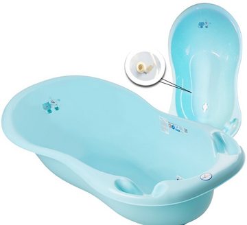 Tega-Baby Babybadewanne 3 Teile SET – TUCH - Dog & Cat - Blau - Badeset Baby Wanne 86 cm, (2-er Set mit Tuch Made in Europe), = BABYBADEWANNE + BABYBADESITZ + BADETUCH