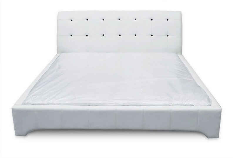 JVmoebel Bett Leder Bett Weiß Design Luxus Doppel Chesterfield Betten Sofort