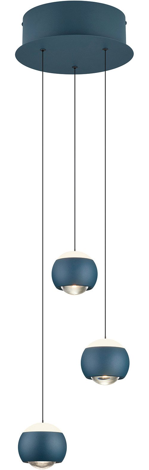 Musterring LED Pendelleuchte CANNON, 3-flammige LED Hängelampe 5W 500Lumen 2300-4000K CCT, CCT - über Fernbedienung, Dimmfunktion, Memoryfunktion, Nachtlichtfunktion, LED fest integriert, Farbwechsler, warmweiß - kaltweiß, mit Fernbedienung, stufenlos höhenverstellbar max 195cm dimmbar Memory