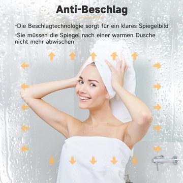 SONNI Badspiegel Badspiegel mit LED Beleuchtung 80/100x60cm mit 3-facher Vergrößerung, mit Touch, Helligkeit einstellbar, Beschlagfrei, Uhr, Temperatur, IP44