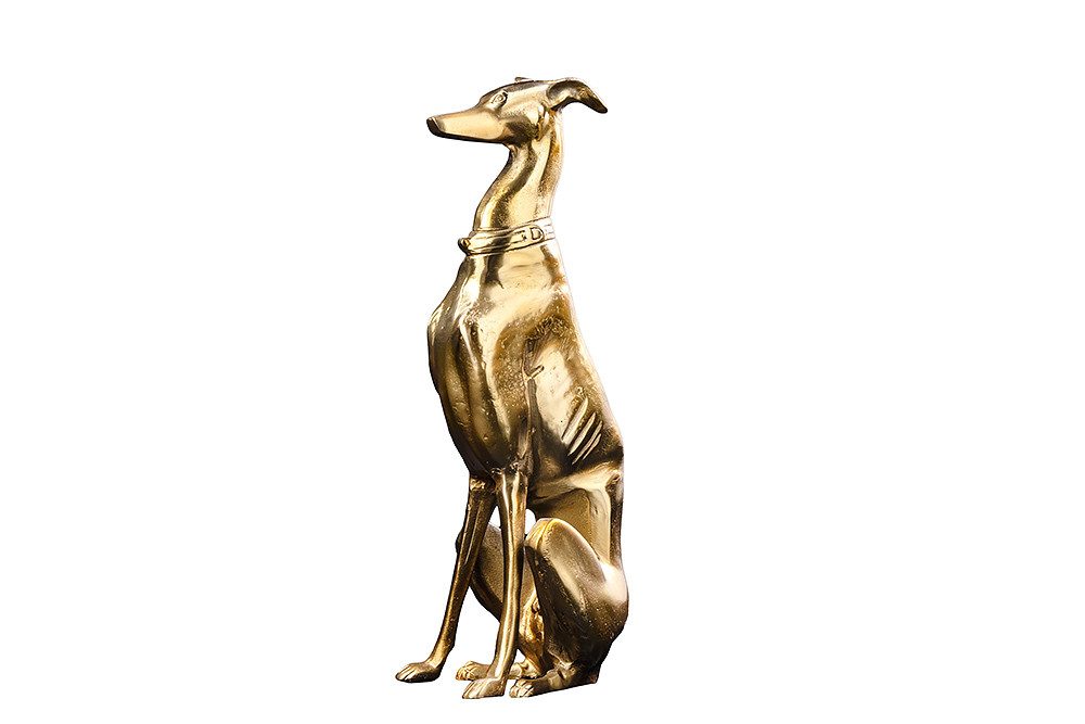 riess-ambiente Tierfigur GREYHOUND 70cm gold · moderne Skulptur im Windhund-Design · Dekoration, große Hunde-Statue · Aluminium-Metall · Dog-Accessoire fürs Wohnzimmer