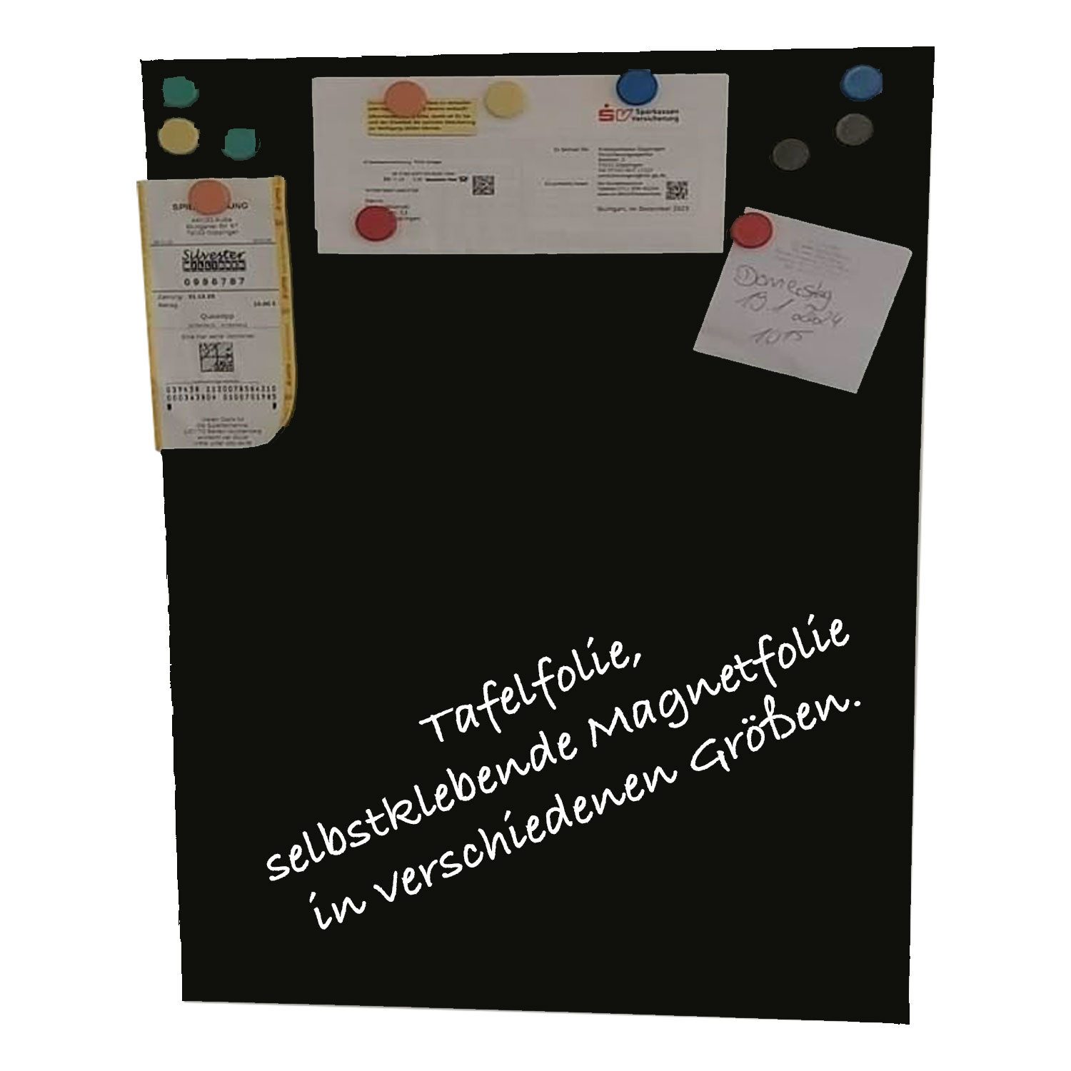 karofoilfix Magnetfolie Tafelfolie Magnetisch Schwarz – Selbstklebend +10 Magnete, 40 Größen, Tafelfolie, schwarz, selbstklebend, magnetisch, 10 Magnete