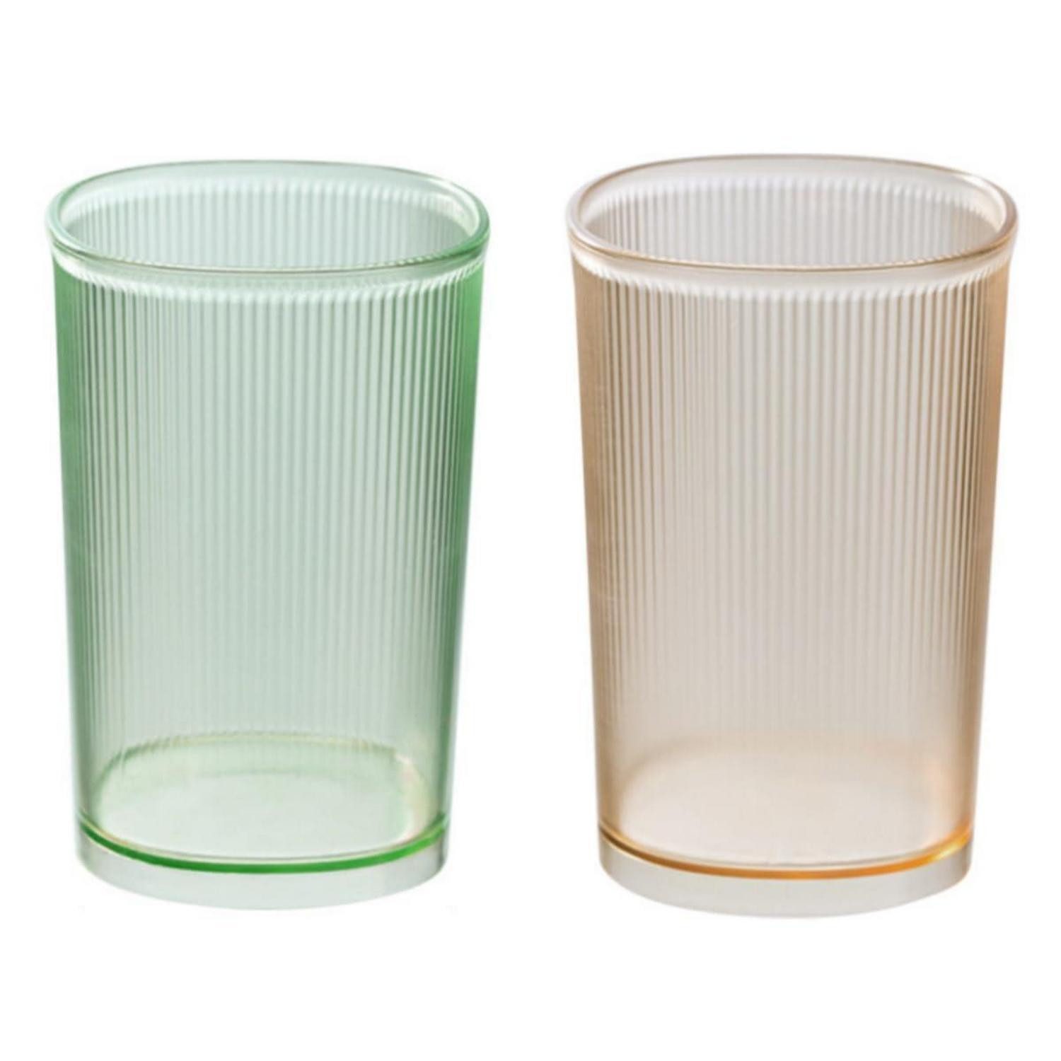 LuxusKollektion Zahnputzbecher 2er Zahnputzbecher Gelb/Grün Gestreift, (2-St)