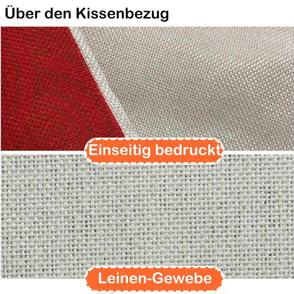 Leinen Sofa Reißverschluss, Kissenbezüge 4er für Gartenbett mit Kissen Kissenbezug Couch unsichtbarer 45x45cm, Set #8 Sofa Kissenhülle Weihnachten, Sunicol,