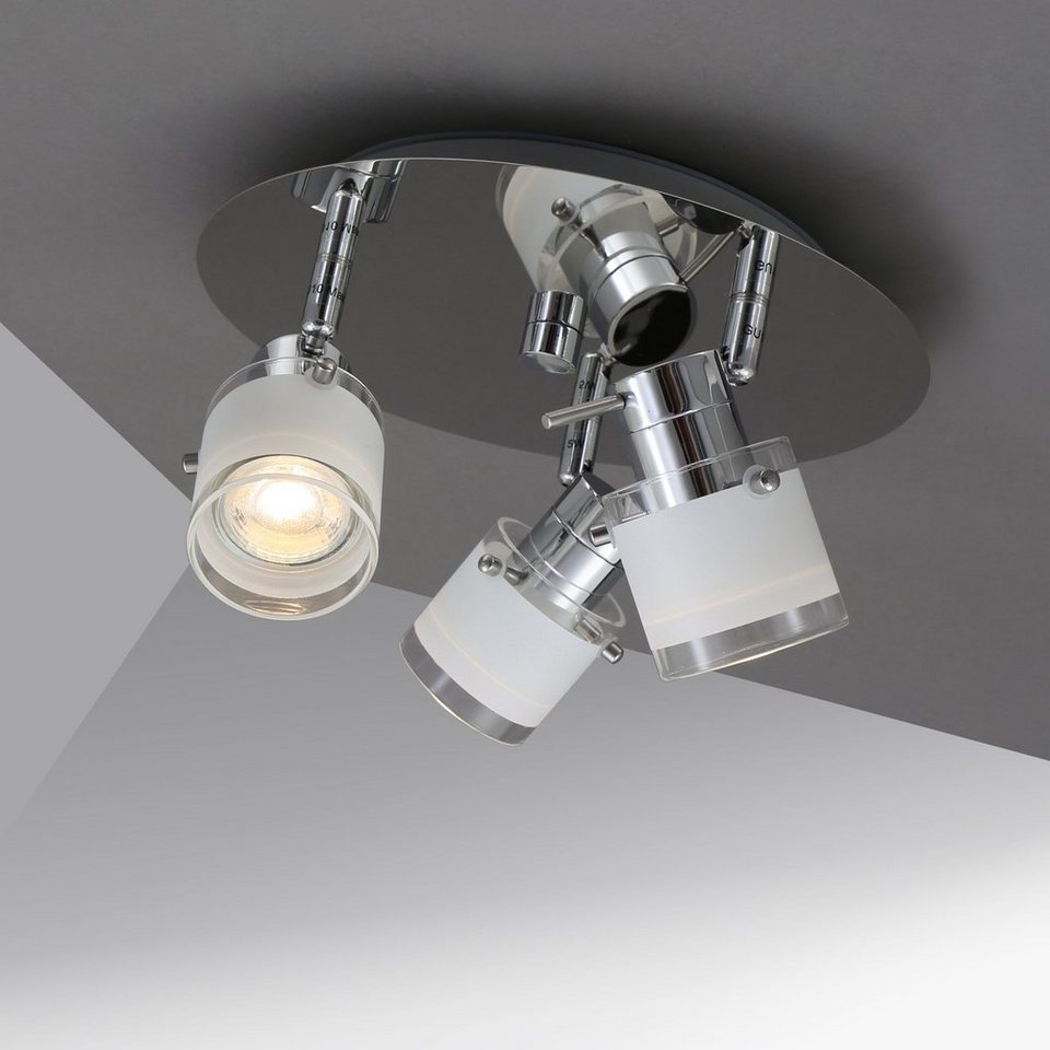 LED Decken Lampe Rondell Spot Bade Zimmer Flur Leuchte Chrom Strahler drehbar 