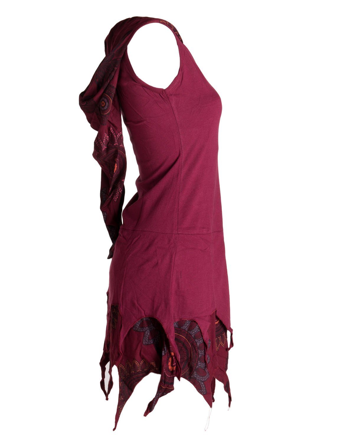 Vishes Tunikakleid Zipfelige Elfentunika Lagenlook Blumen bedruckt Hippie, Boho, Ethno, Goa Style