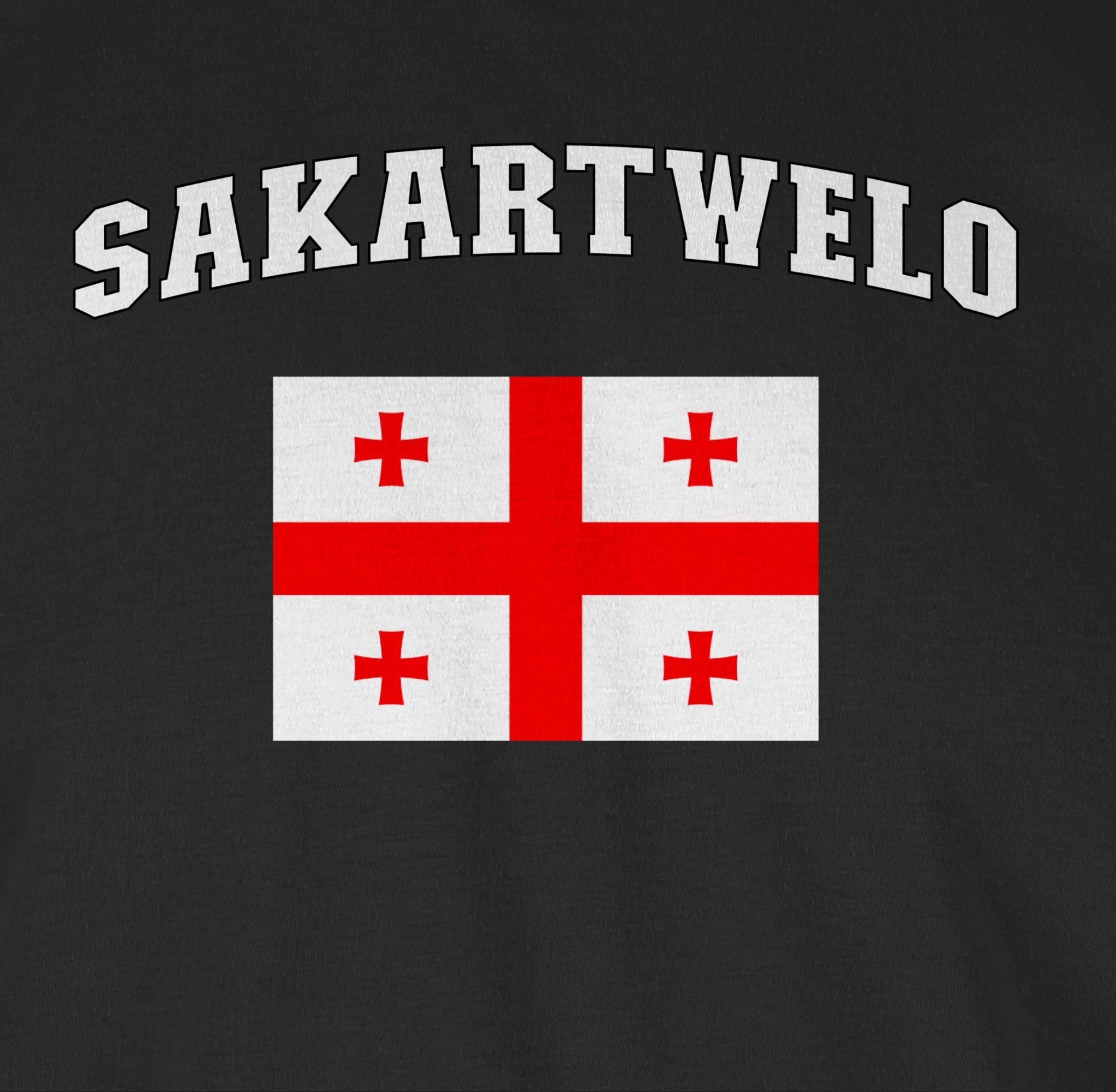 Shirtracer T-Shirt Sakartwelo Schriftzug mit Flagge, Sakartvelo, Georgia, Georgien, G 2026 Fussball WM Fanartikel