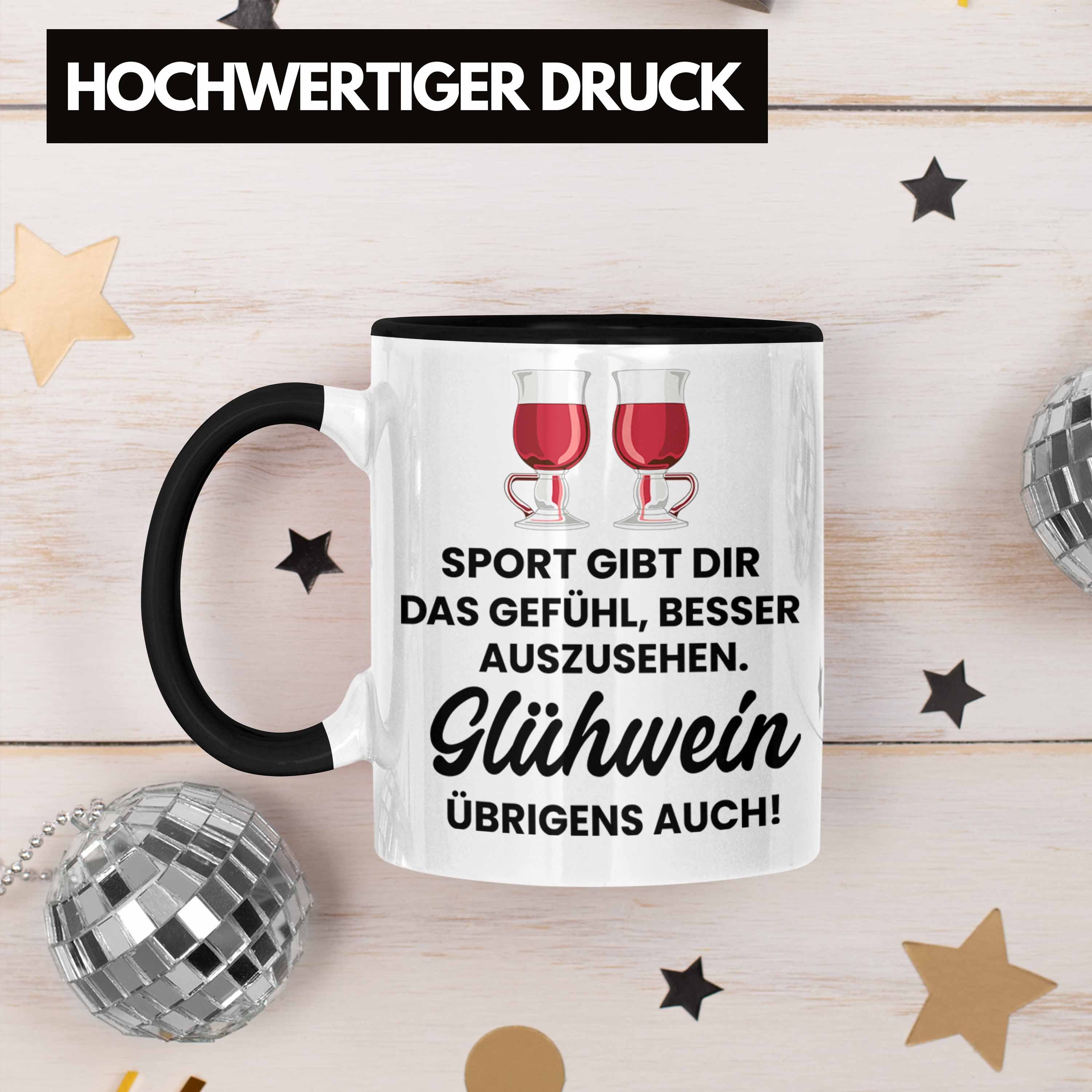 Henkel Glühweinbecher Becher Geschenk Spruch Tassen mit Tasse Tasse Doppelwandig Lustig Schwarz Gläser Glühwein - Weihnachtsmarkt Glühweintassen Trendation Trendation