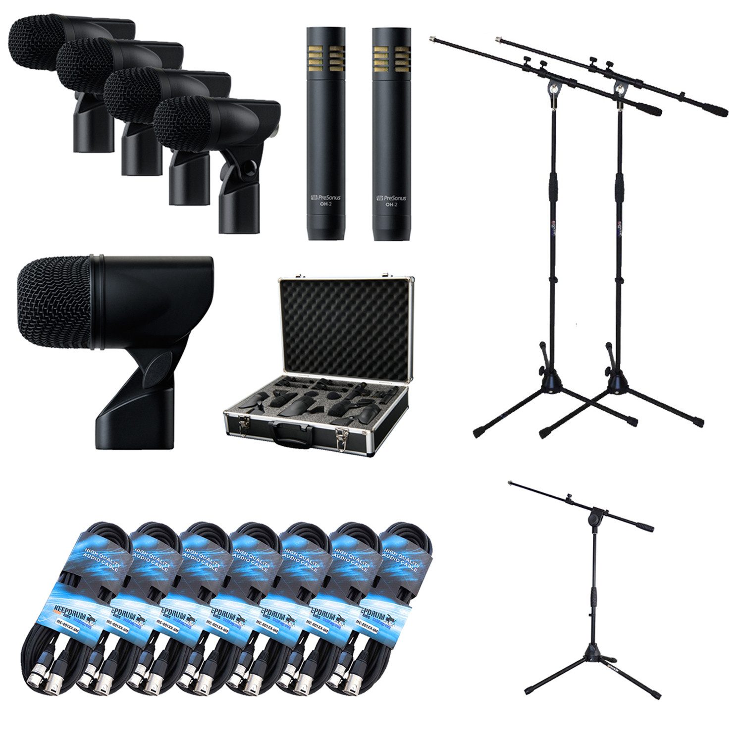 Mikrofon Presonus Mikrofon-Set für Schlagzeug DM-7 mit Stativen und Kabel