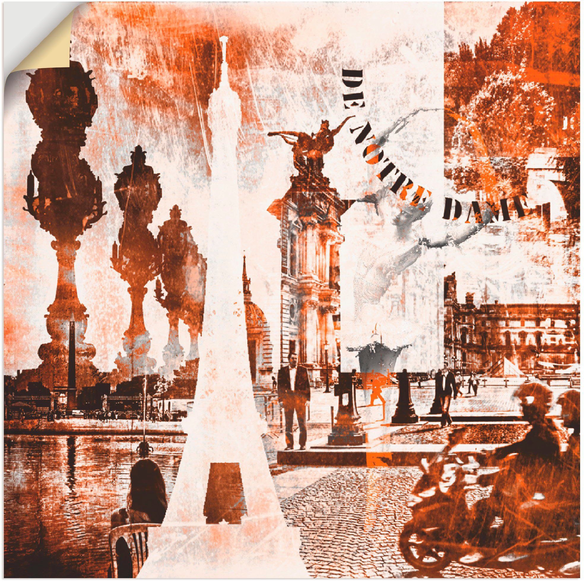 Artland Wandbild Paris Skyline Architektonische in Wandaufkleber oder versch. St), abstrakte Leinwandbild, (1 als Größen Poster Collage, Elemente