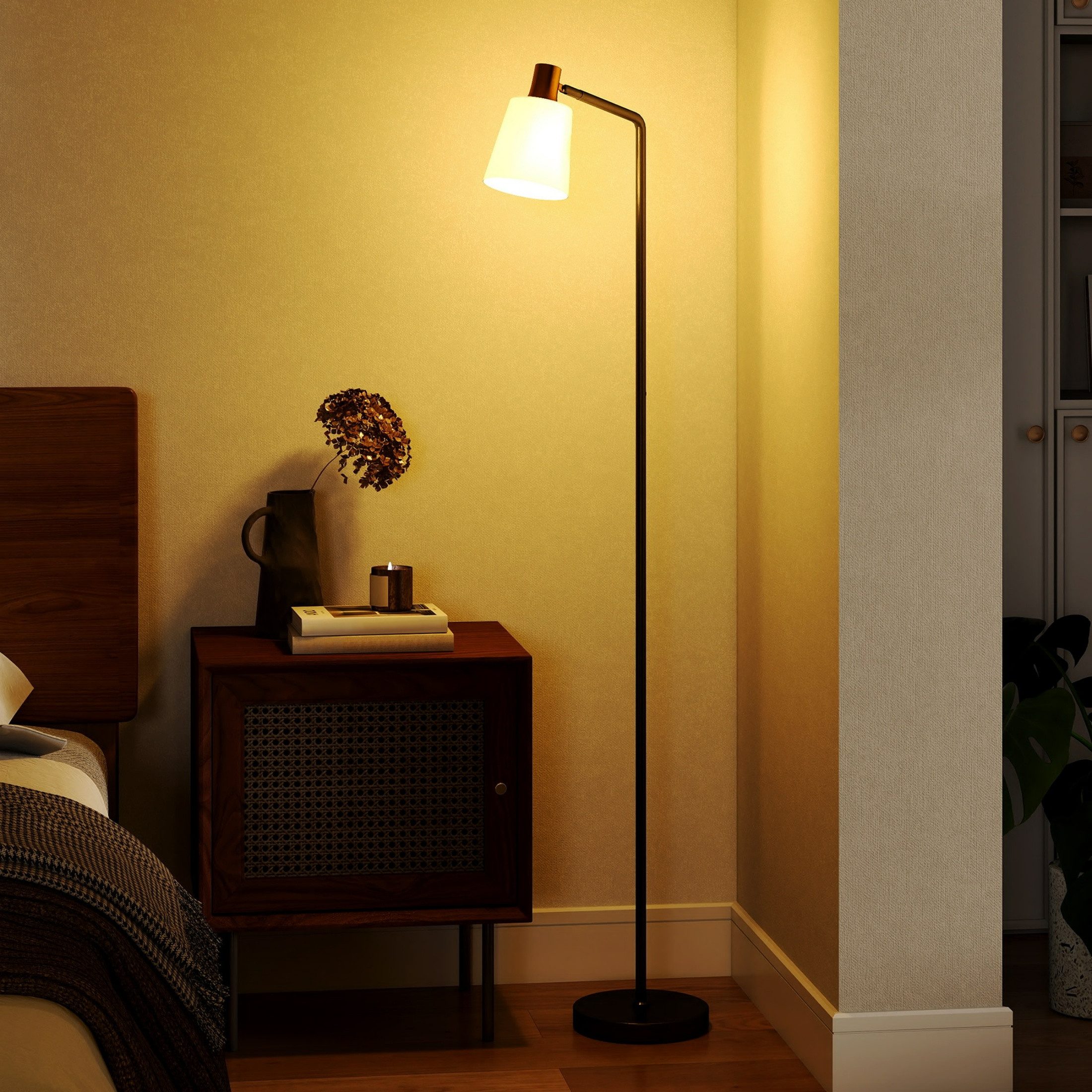 Blossom LED Stehlampe Stehleuchte mit 350° drehbarem Lampenkopf 3 Farbtemperaturen, modern Standleuchte für Schlafzimmer und Wohnzimmer