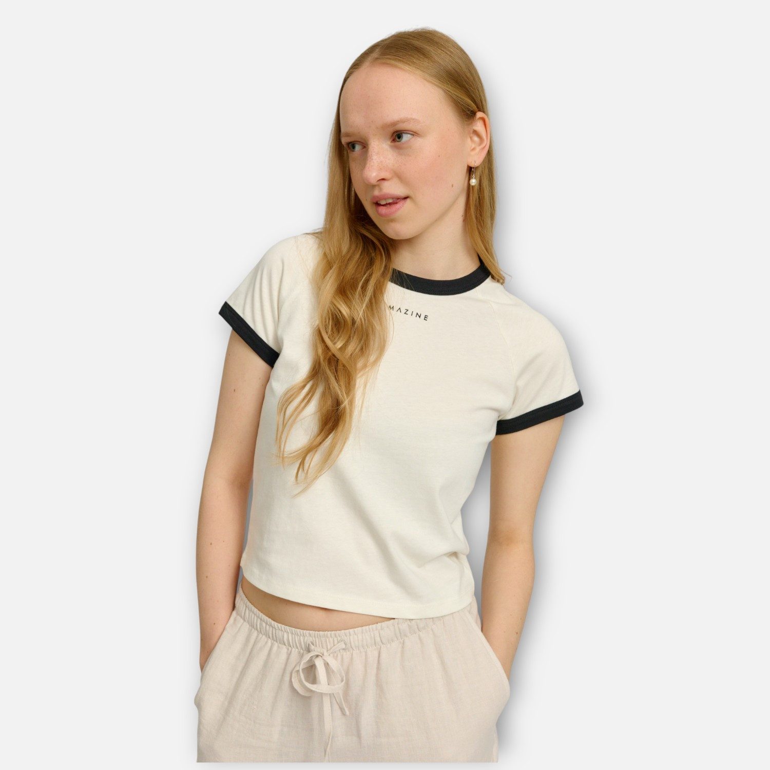 MAZINE T-Shirt Contrast Bindings T-Shirt