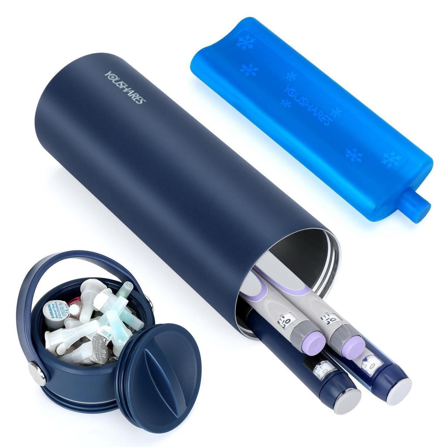LuxusKollektion Kühltasche Kühltasche Insulin Pen 48h TSA Kühlakku Isl_cup_marineblau