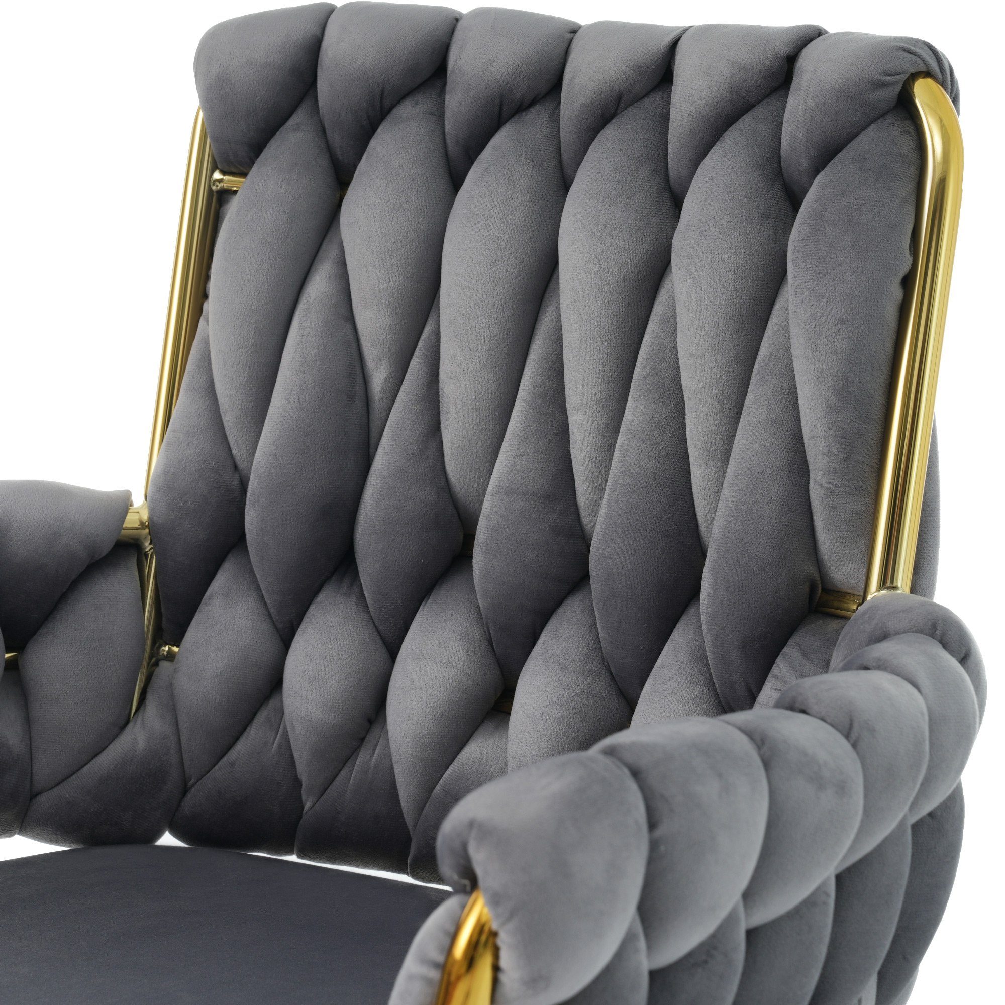 vier Freizeit-Drehstuhl Grau Grau Wohn- Metall | OKWISH Esszimmerstuhl mit Einzelner Stützbeinen luxuriöser Schlafzimmer-Drehstuhl (1 aus und St),