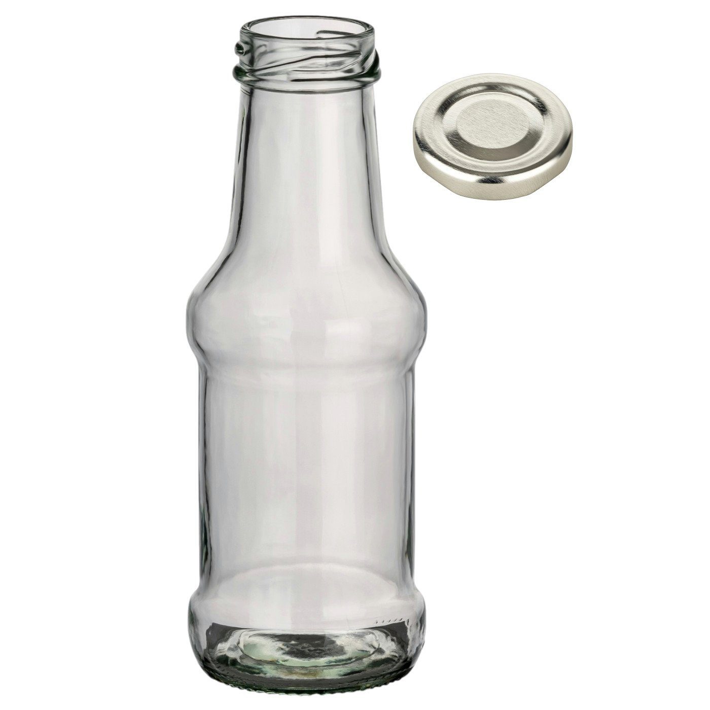 Glasflaschen Trinkflasche Barbecue silberfarben ml - mit Flasche, TO38 Stück, gouveo 12 250 Schraub-Deckel Kleine
