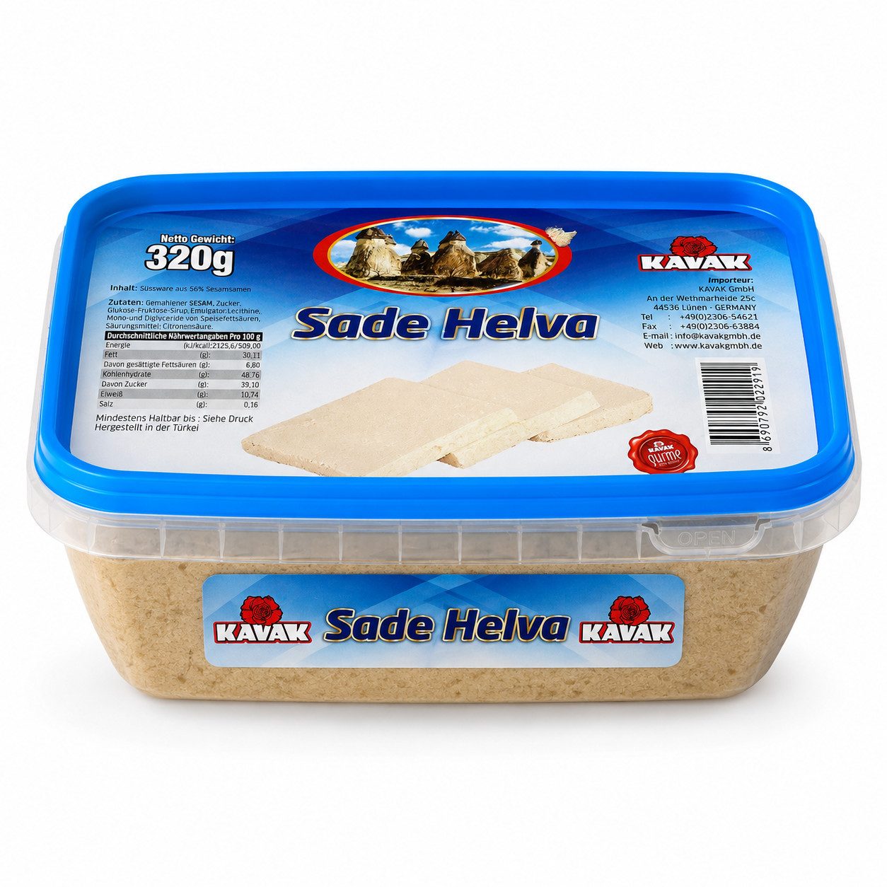 Kavak Süßigkeit KAVAK Sade Helva mit 56 % Sesampaste – 320 g oder 700 g