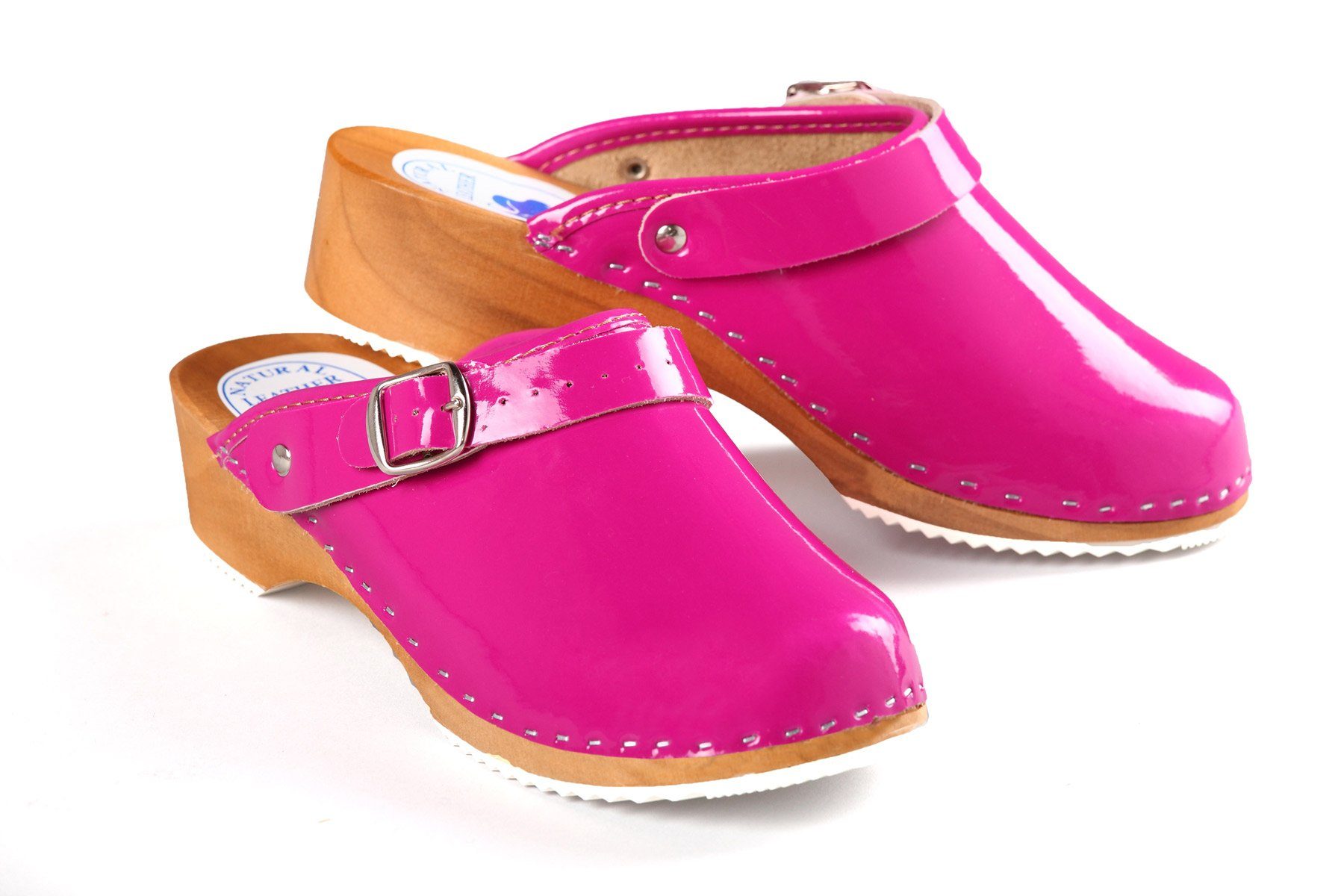 Aves-24 CLOGS Pantolette Sandalette Leder Holzschuhe Holzclogs Damen Klotschen Clog Rosa 38