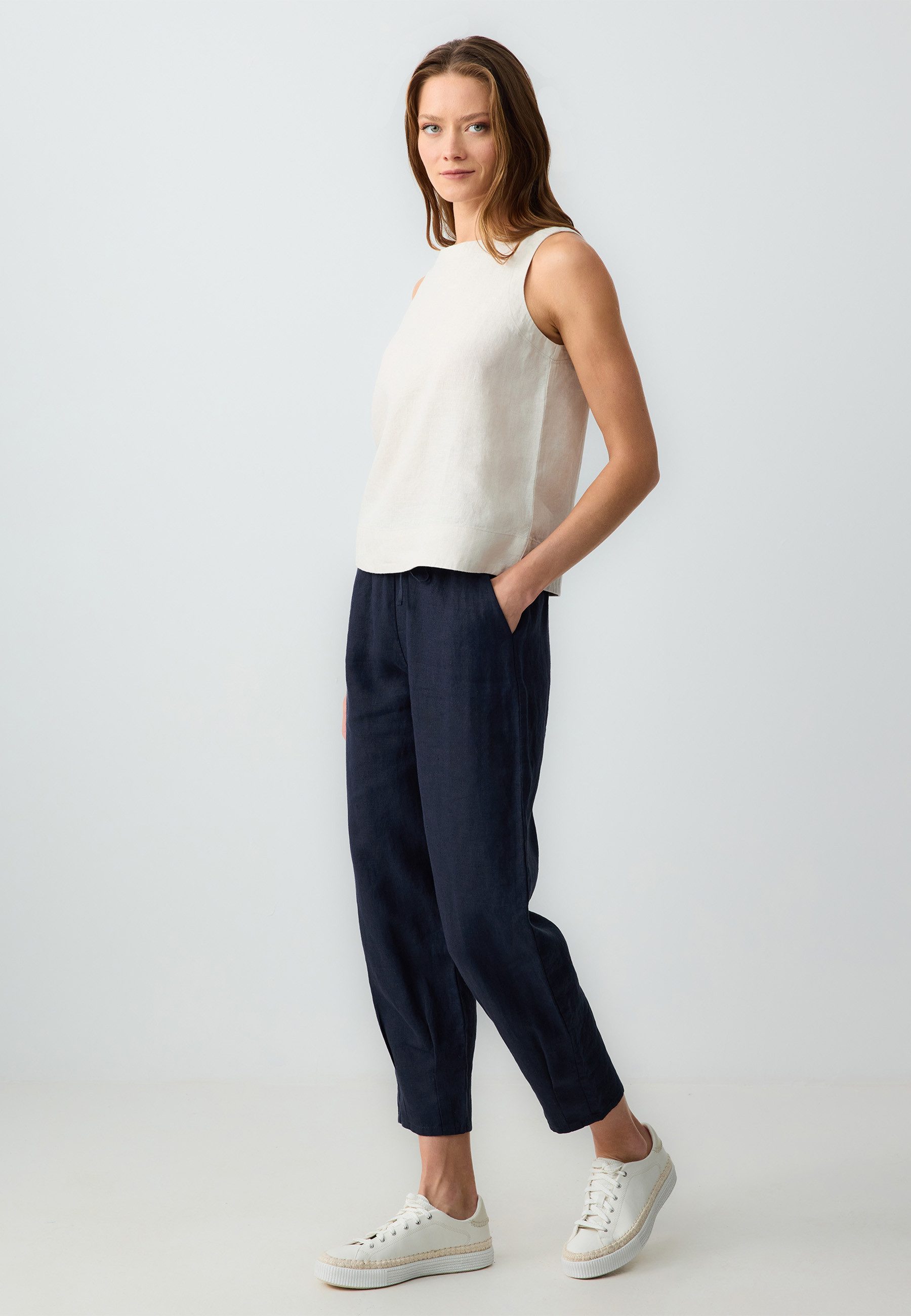Jimmy Key Strickhose Gewebte Leinenhose Mit günstig online kaufen