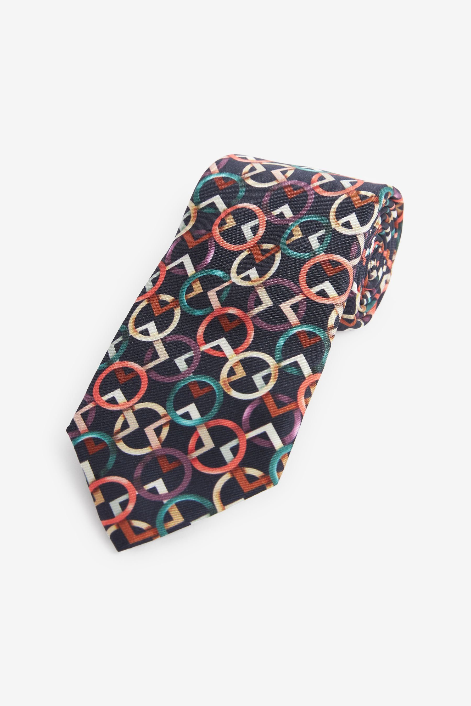 in Made Krawatte Italy Geometric mit Signature Krawatte Print, Next (1-St) Blue Texta