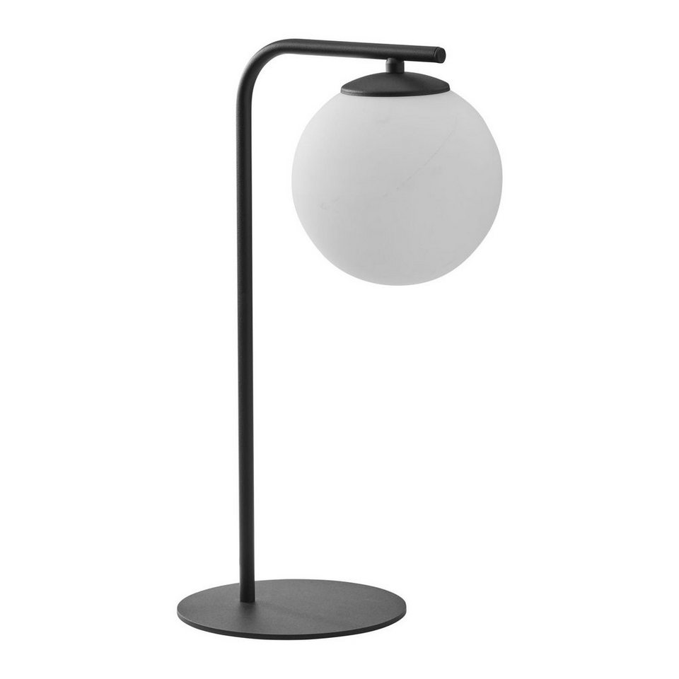 Licht-Erlebnisse Tischleuchte PROSKO, ohne Leuchtmittel, Glas Metall Schwarz  Weiß E27 45 cm Modern Wohnzimmer Schlafzimmer