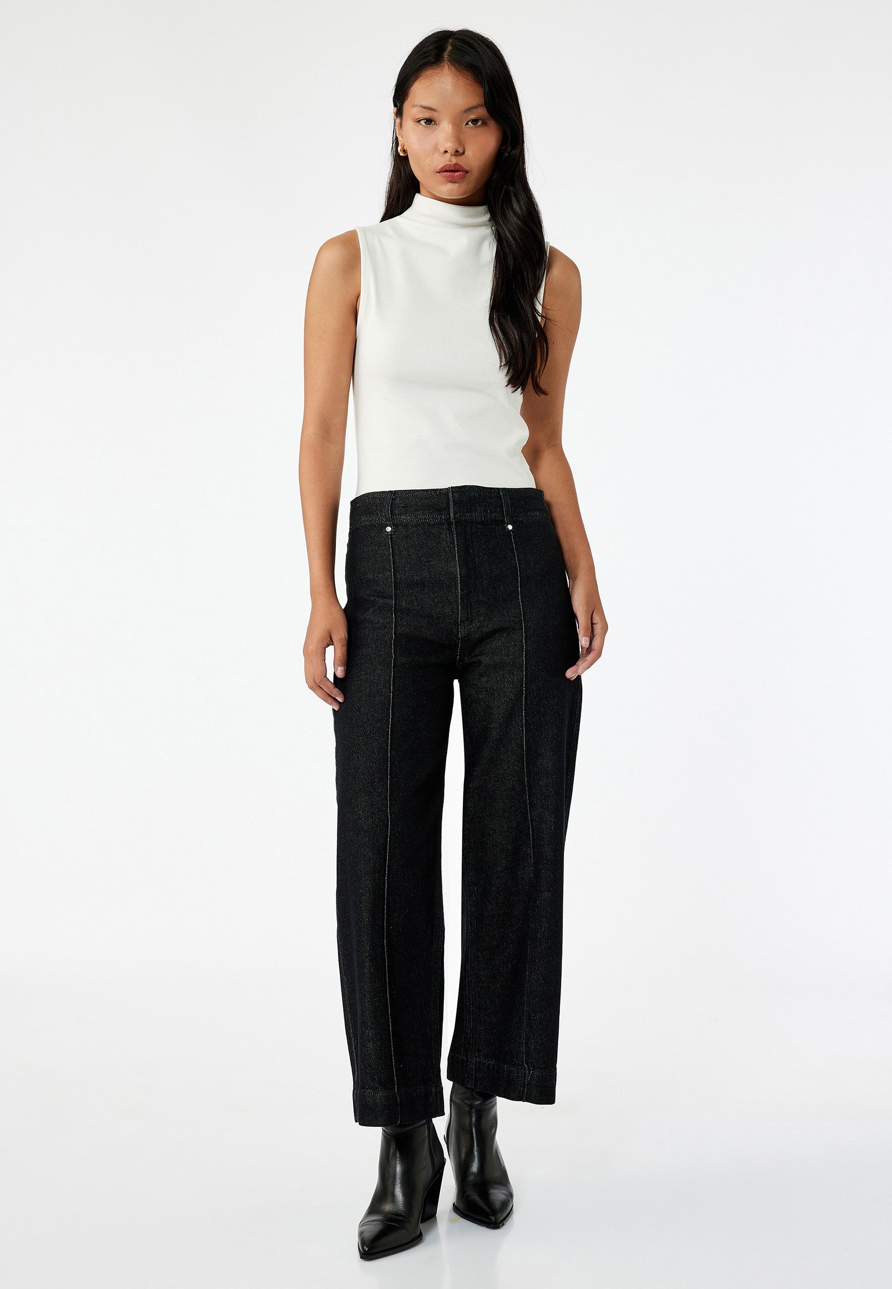 Koton 3/4-Jeans Hohe Leibhöhe Culotte High-waist-Jeans