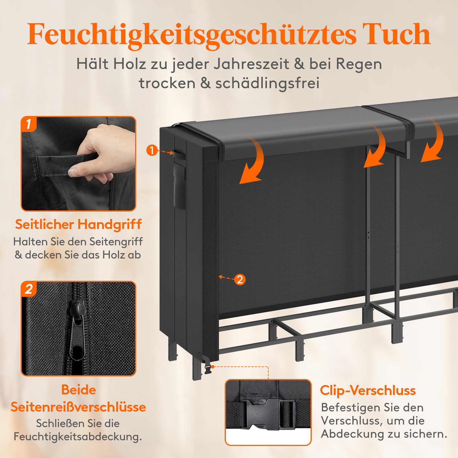 Lifewit Kaminholzregal Kaminholzregal Metall, Stapelhilfe Holzunterstand Holzlager – Bild 3 von 5