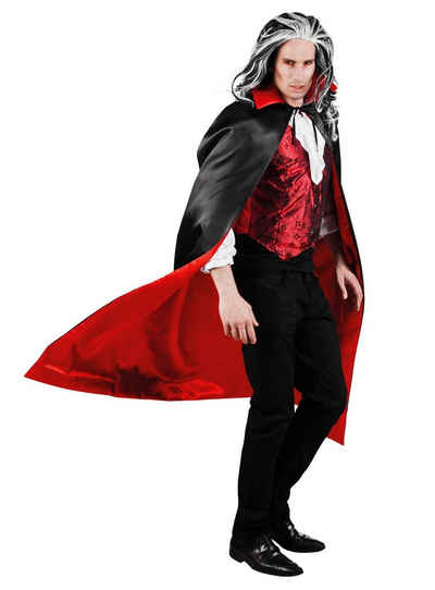 Boland Kostüm Vampir Cape schwarz-rot, Zweiseitiger Vampirumhang für doppelten Verkleidungsspaß