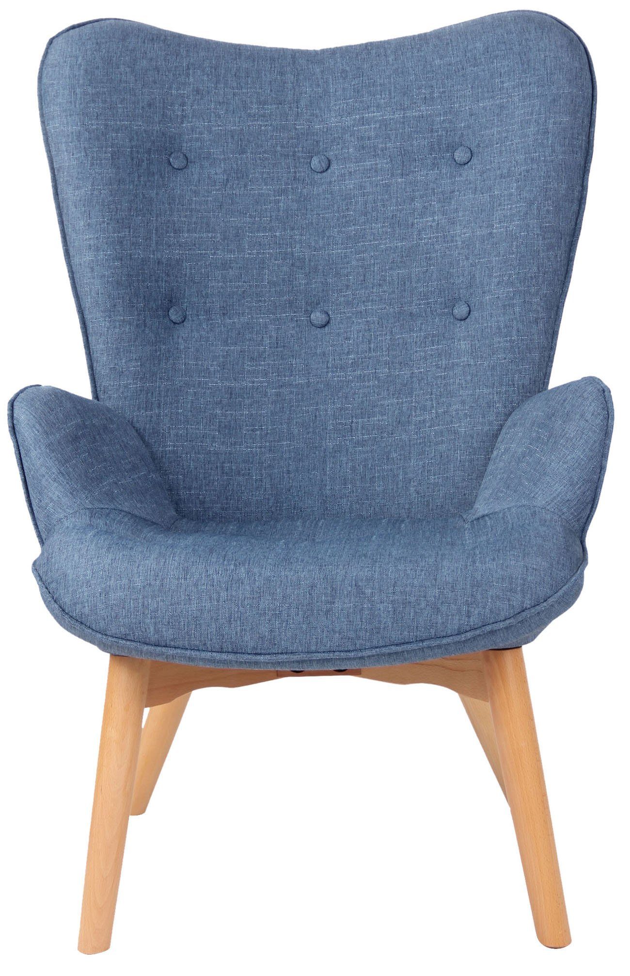 Stoff, Loungesessel Durham Gestell Buchenholz blau mit CLP