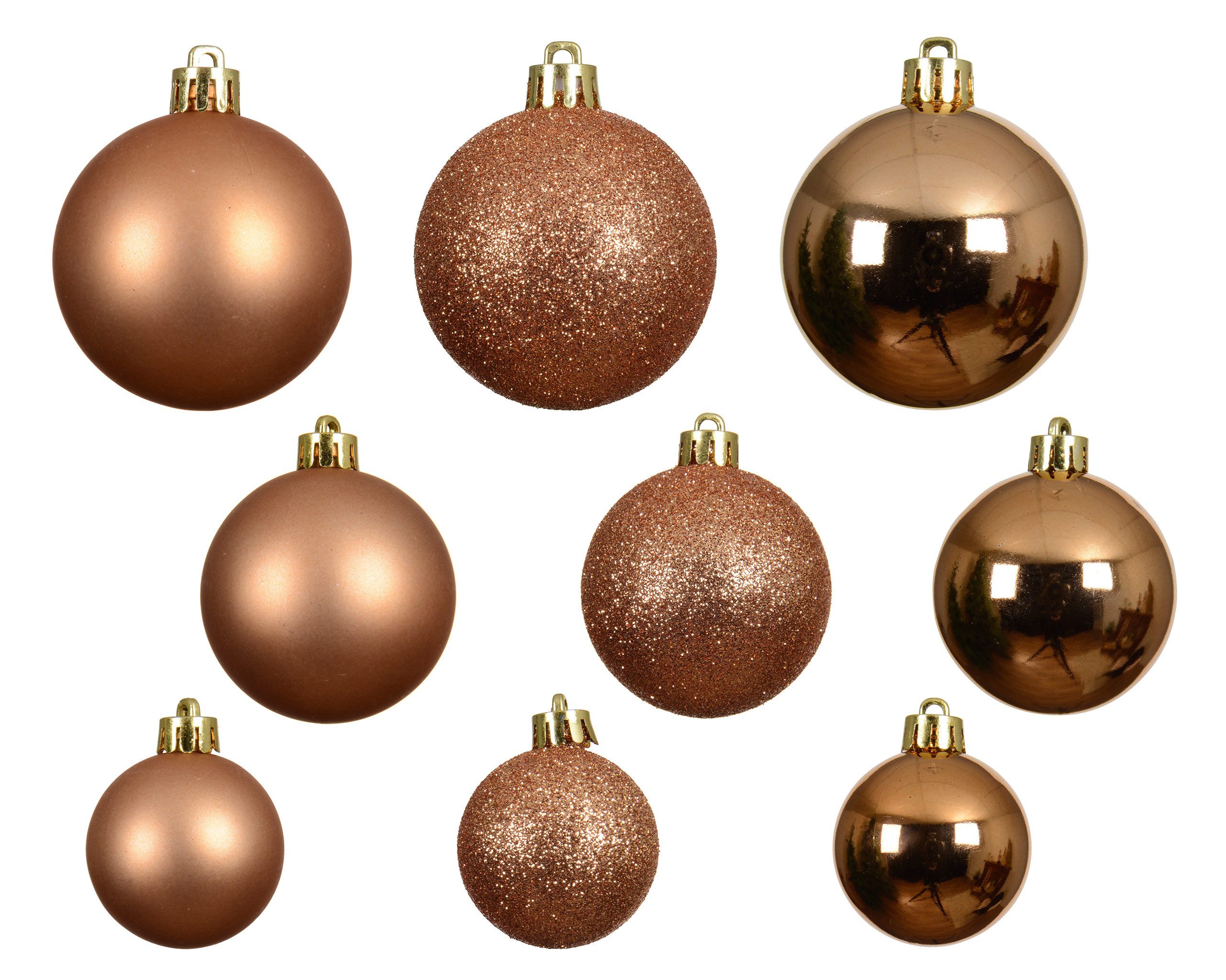 Kaemingk Weihnachtsbaumkugel, Weihnachtskugeln Kunststoff 4-6cm Mix 30er Set - Brandy