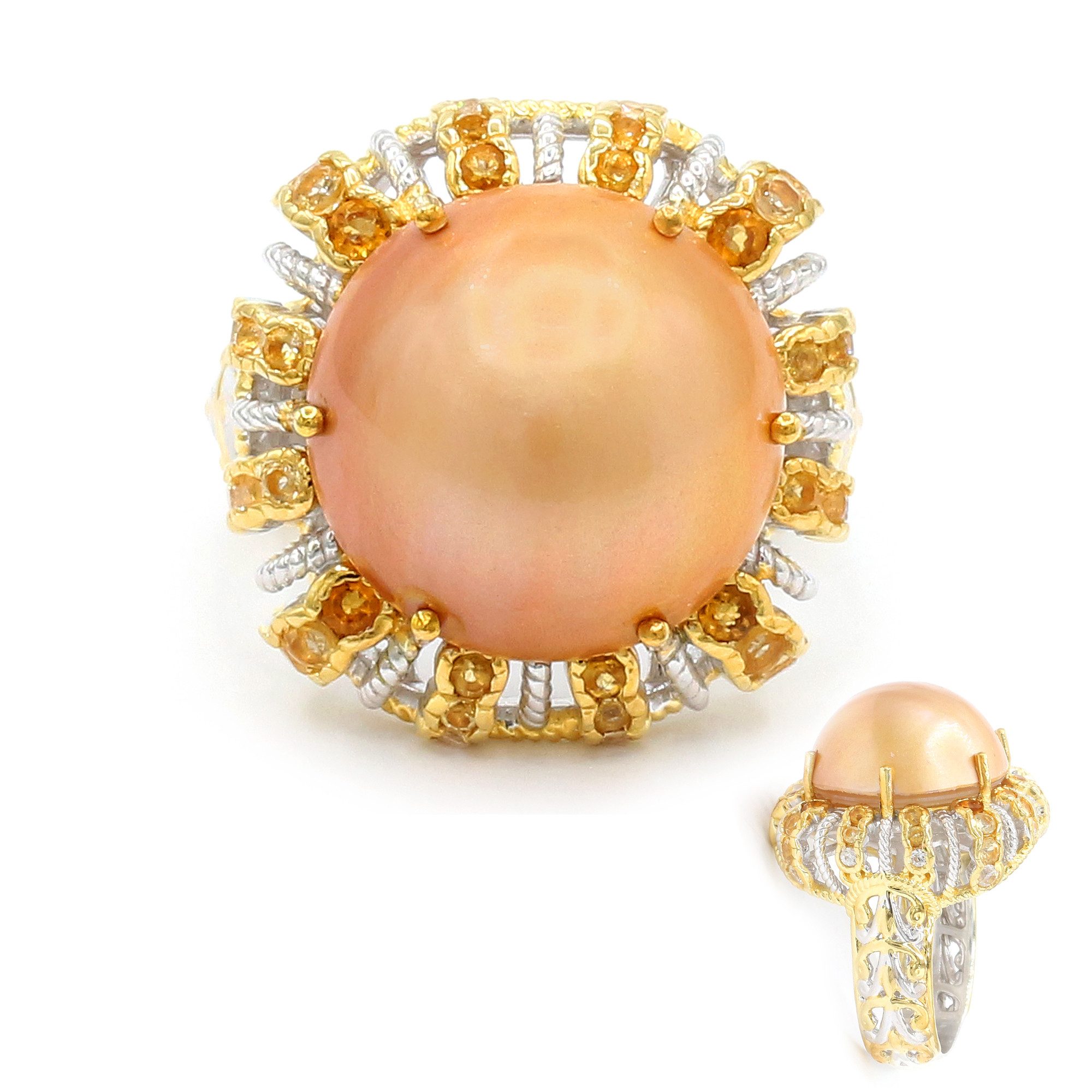 Cavill Perlenring Ring aus Sterlingsilber mit goldener Mabe-Perle (1-tlg)