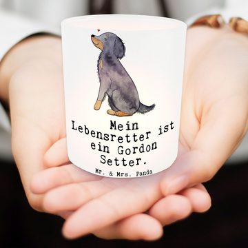 Mr. & Mrs. Panda Windlicht Gordon Setter Lebensretter - Transparent - Geschenk, Hund, Kerzenglas (1 St), Hochwertiges Material