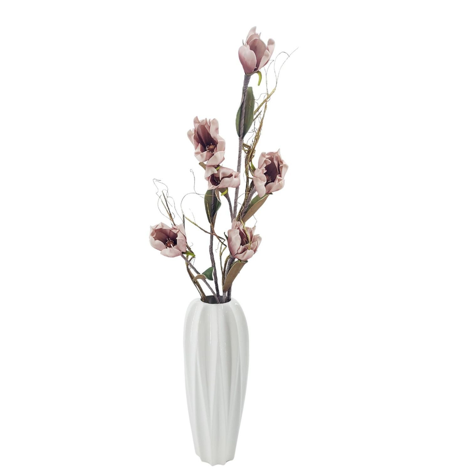formano Bodenvase BASIC, Höhe: 46cm, Farbe: Weiß, Motiv: Relief