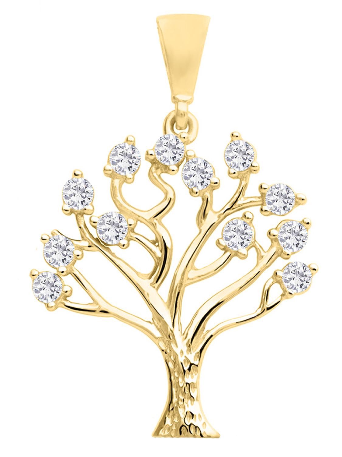 My Gold Kettenanhänger Damen Lebensbaum Anhänger Gold 333 (8 Karat) mit Zirkonia - Tree (Set, 1-tlg., inkl. Schmuckbox), Geschenke