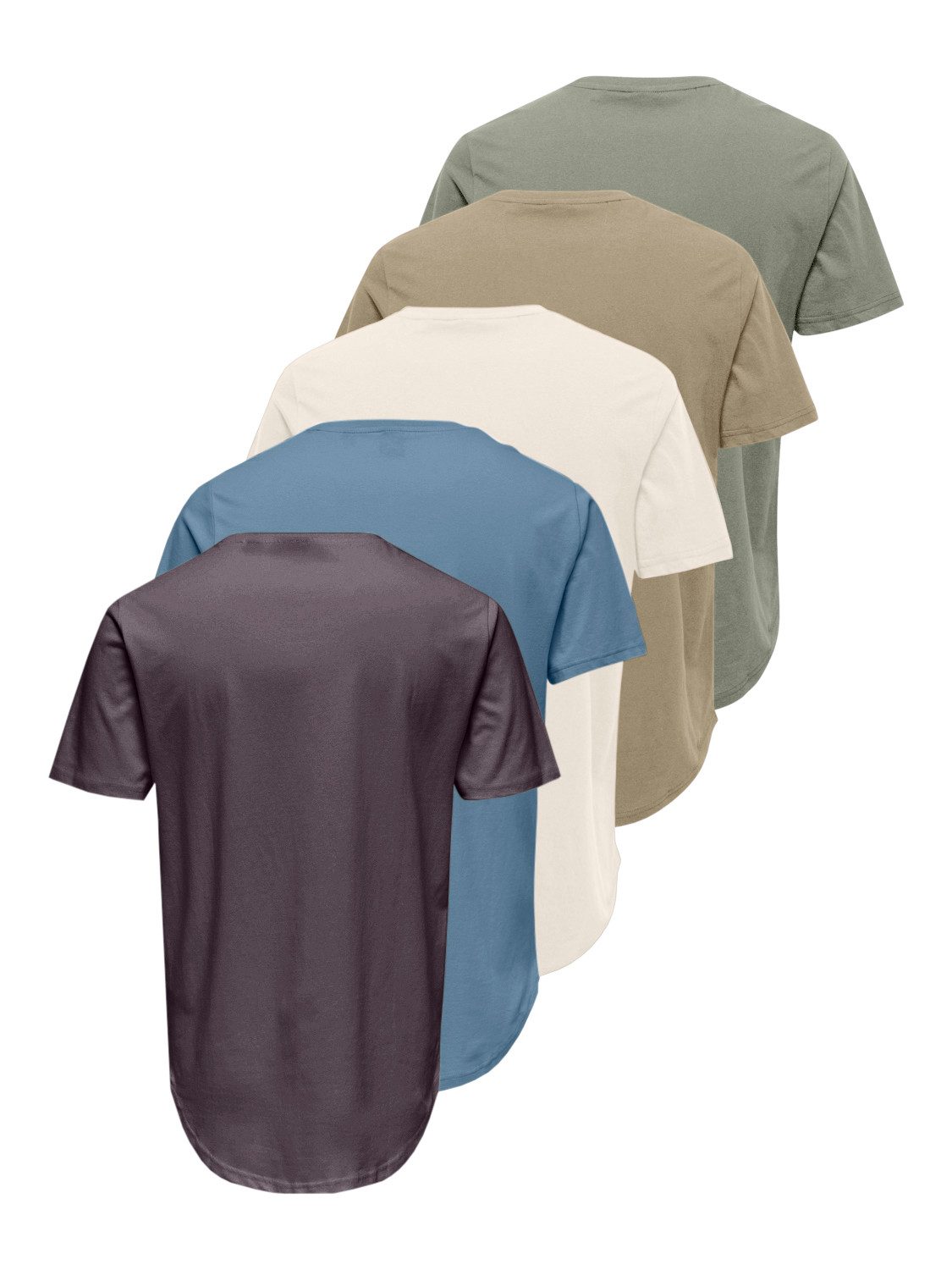 ONLY & SONS Rundhalsshirt ONSMATT LONGY SS TEE 5-PACK (Packung, 5-tlg) Baum günstig online kaufen