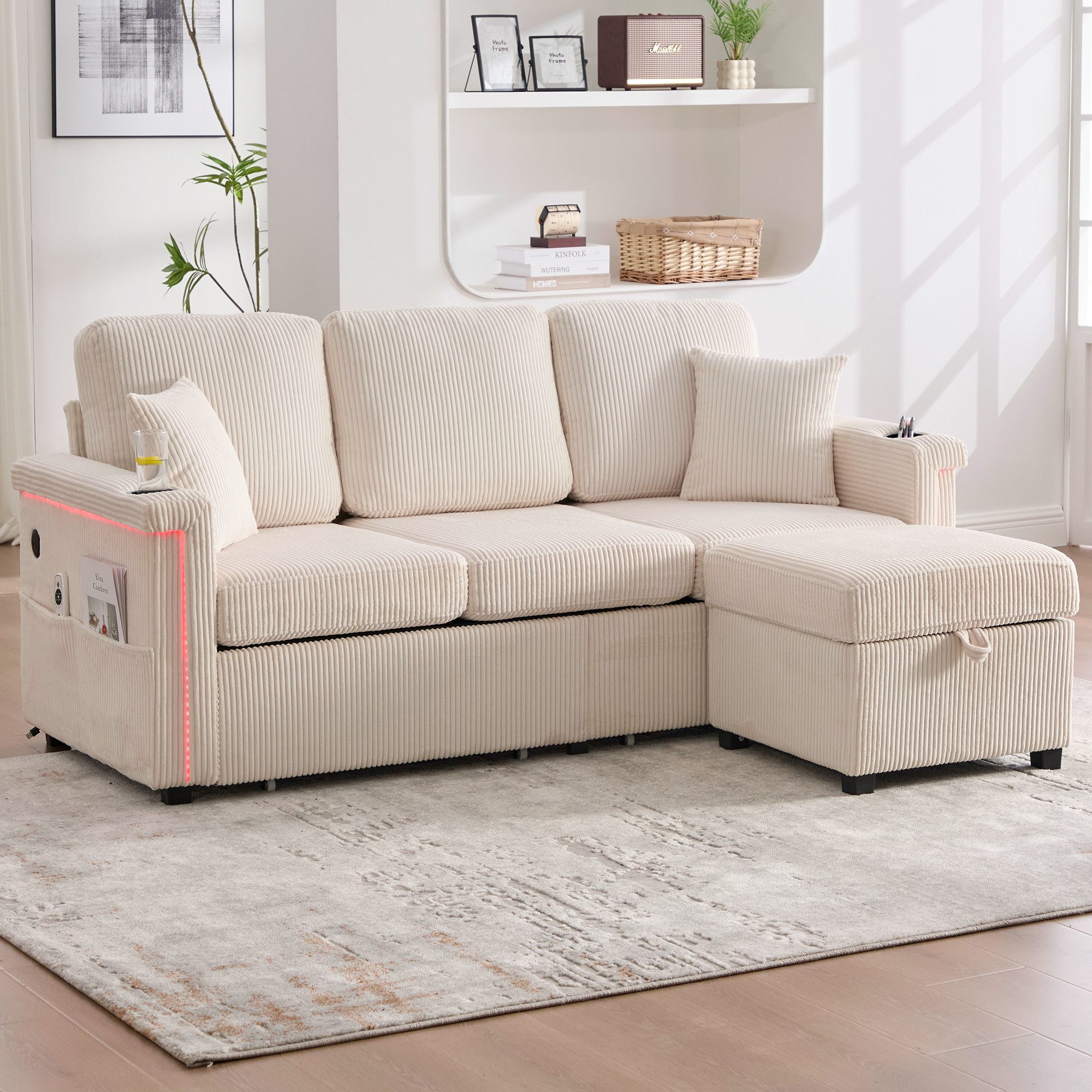 Odikalo 3-Sitzer Speichersofa Schlafsofa mit USB günstig online kaufen