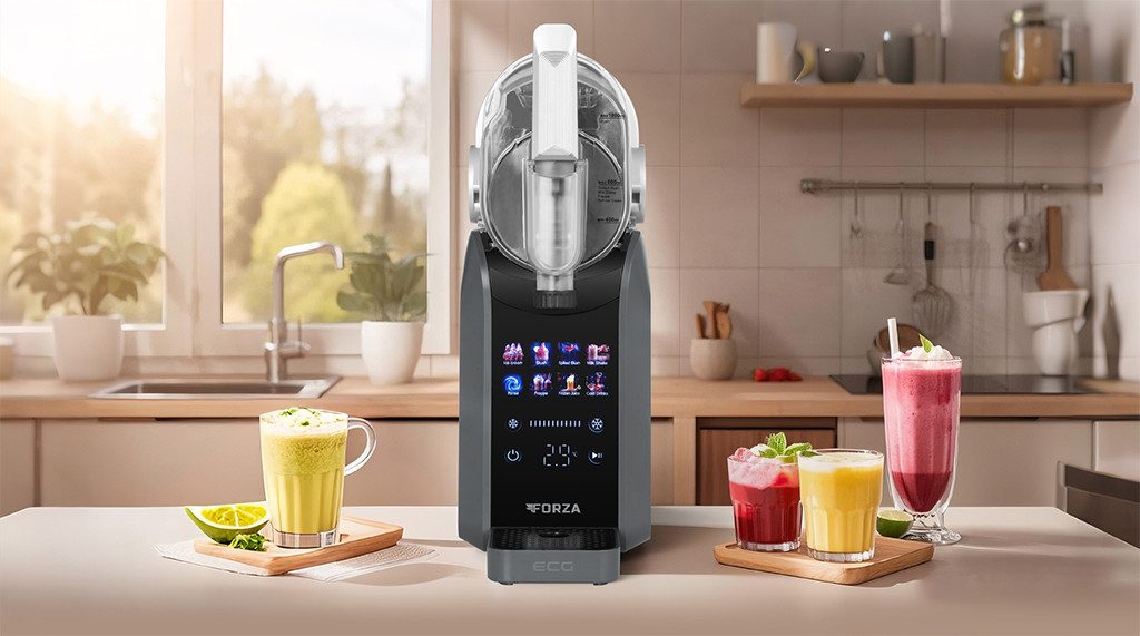ECG Eismaschine FORZA 9800, 1,80 l, 200 W, Kompressorkühlung, Slushie & Softeis, Zapfhahn, 7 Programme