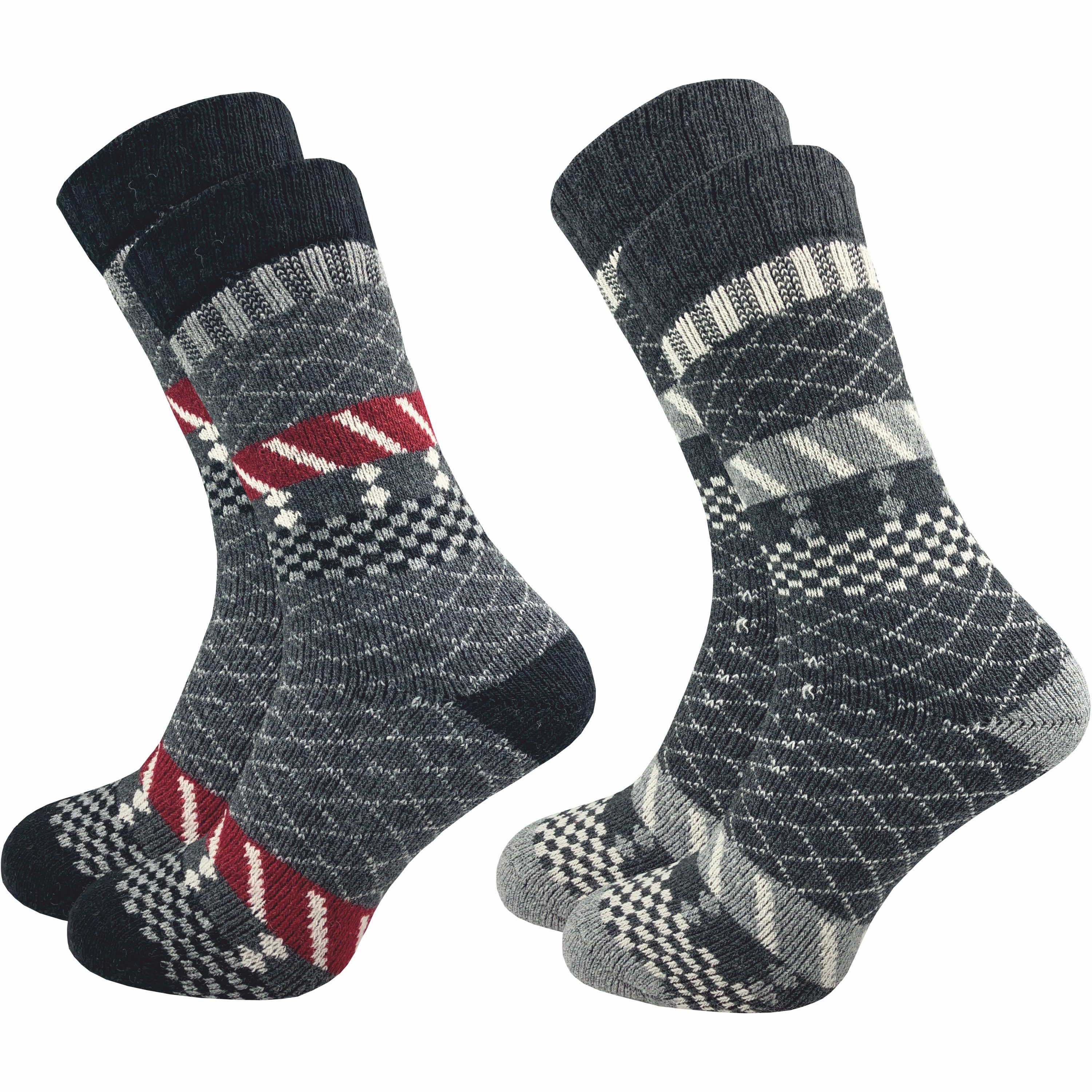 GAWILO Norwegersocken für Damen mit Wolle im skandinavischen Look (2 Paar) Extra warm & weich - Komfortbund ohne Gummidruck