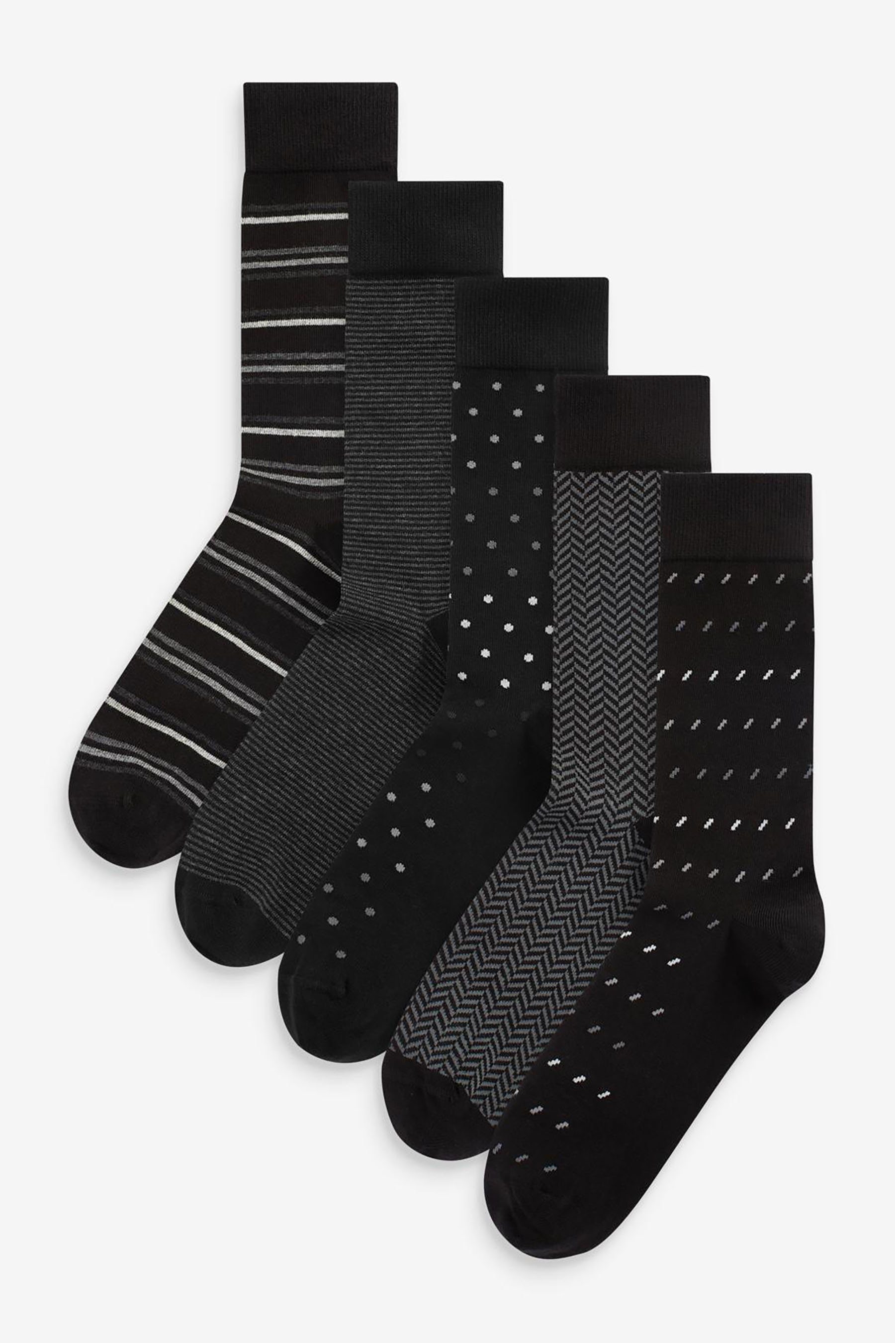 Next Kurzsocken Gemusterte Socken, 5er-Pack (5-Paar) Black/Grey Mix