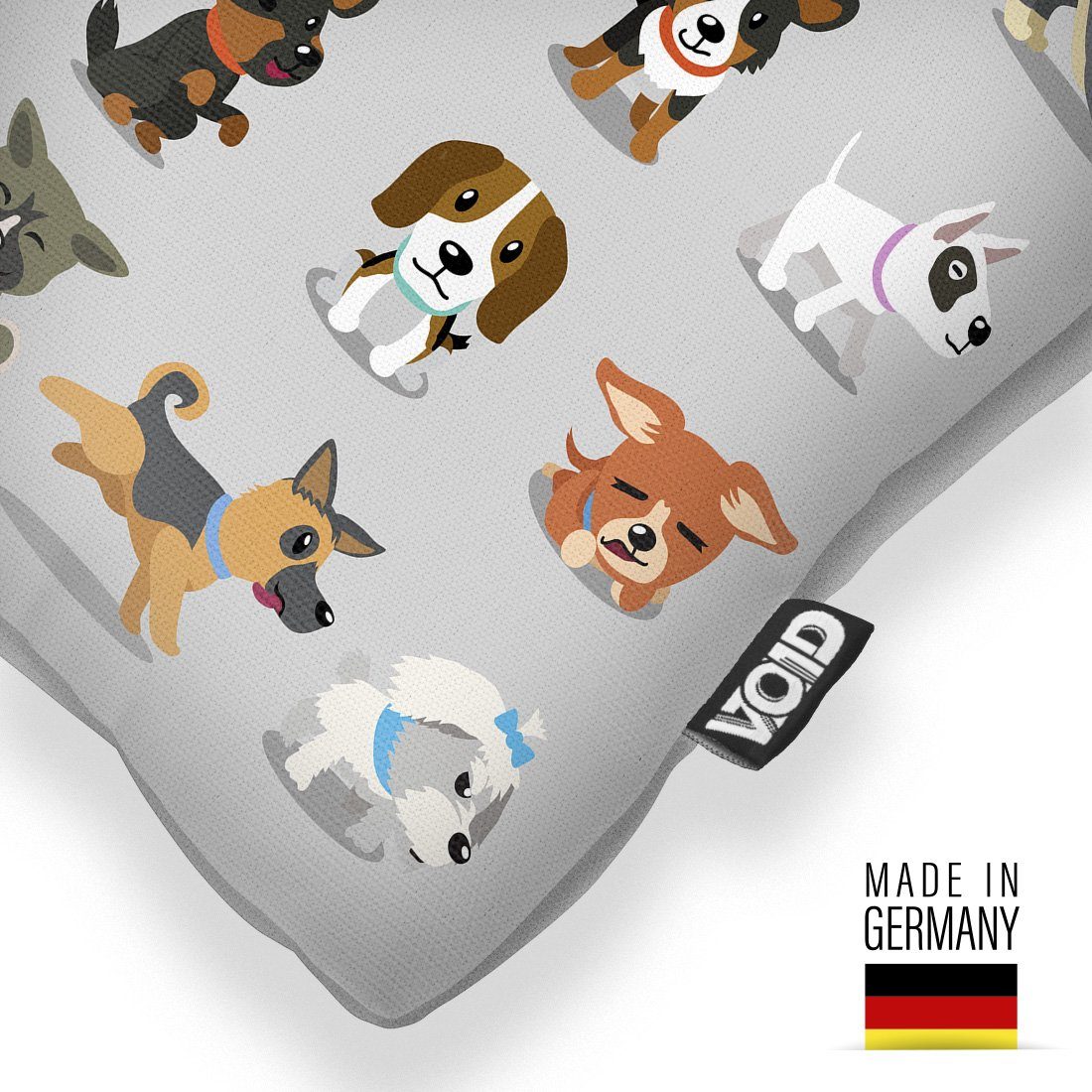 Kissenbezug, VOID (1 Stück), K Hunde Haustier Welpen Sofa-Kissen Kissenbezug Tiere Hundewelpen Hündchen Comic grau Babys