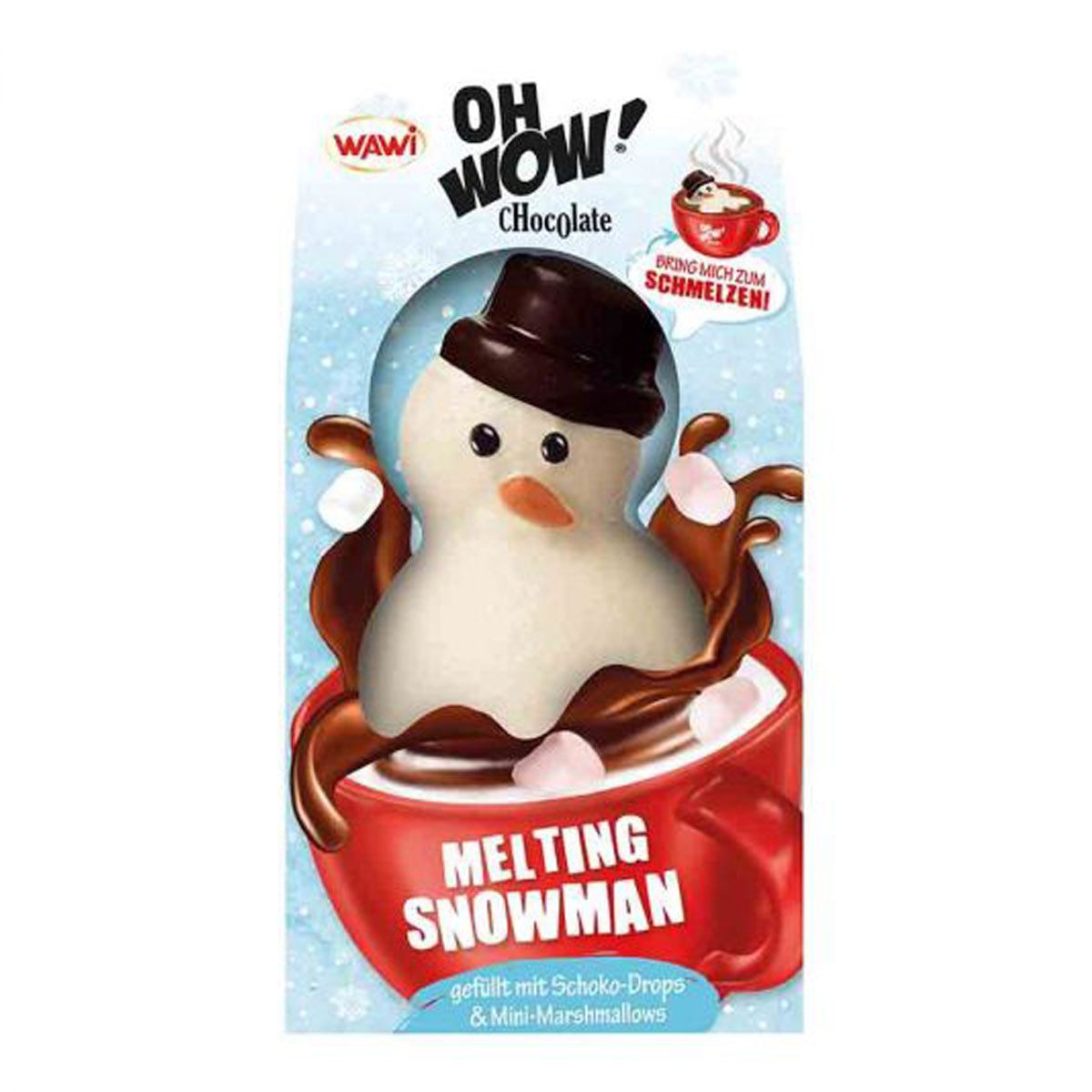 WAWI Schokolade, OH WOW Chocolate Melting Snowman weißer Schokolade Drops 75g