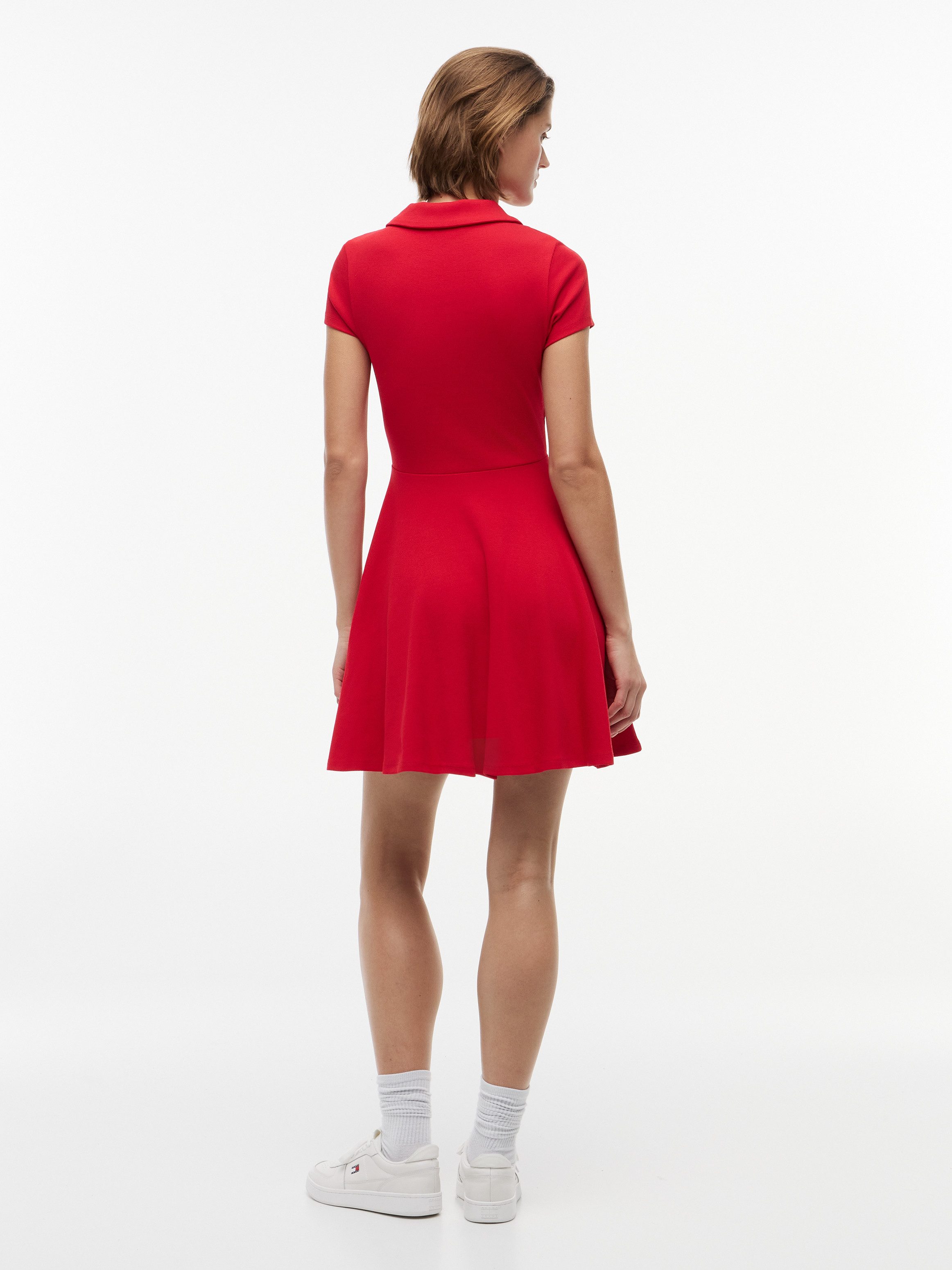 Tommy Jeans Polokleid TJW RIB F&F POLO MINI DRESS EXT Baumwollmischung, figurbetont, in gerippter Struktur