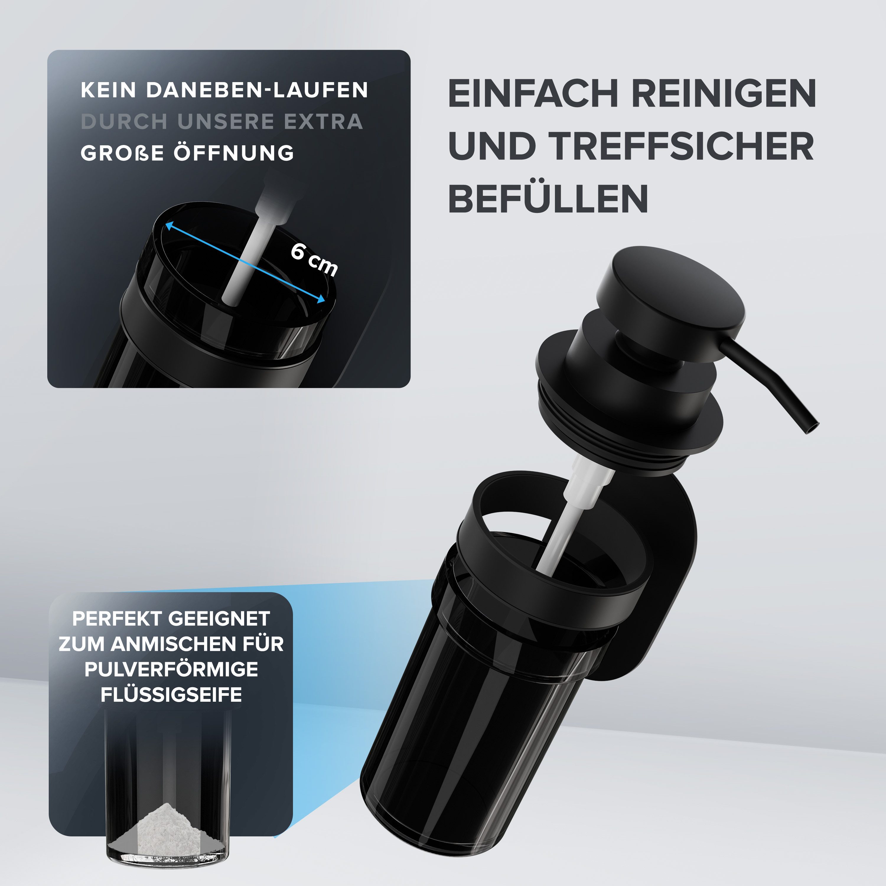ovimar Seifenspender Lokta, (1-tlg), aus Edelstahl in Schwarz zur Zum Klebe günstig online kaufen