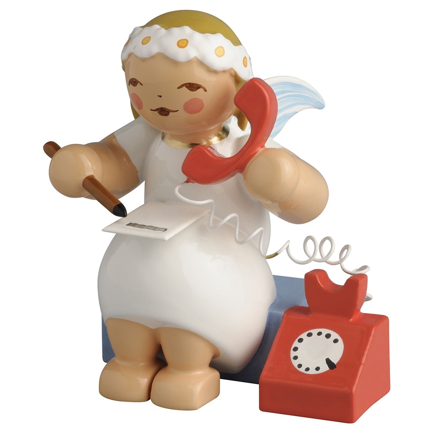 Wendt & Kühn Weihnachtsfigur Margeritenengel Sitzend mit Telefon 634/70/37